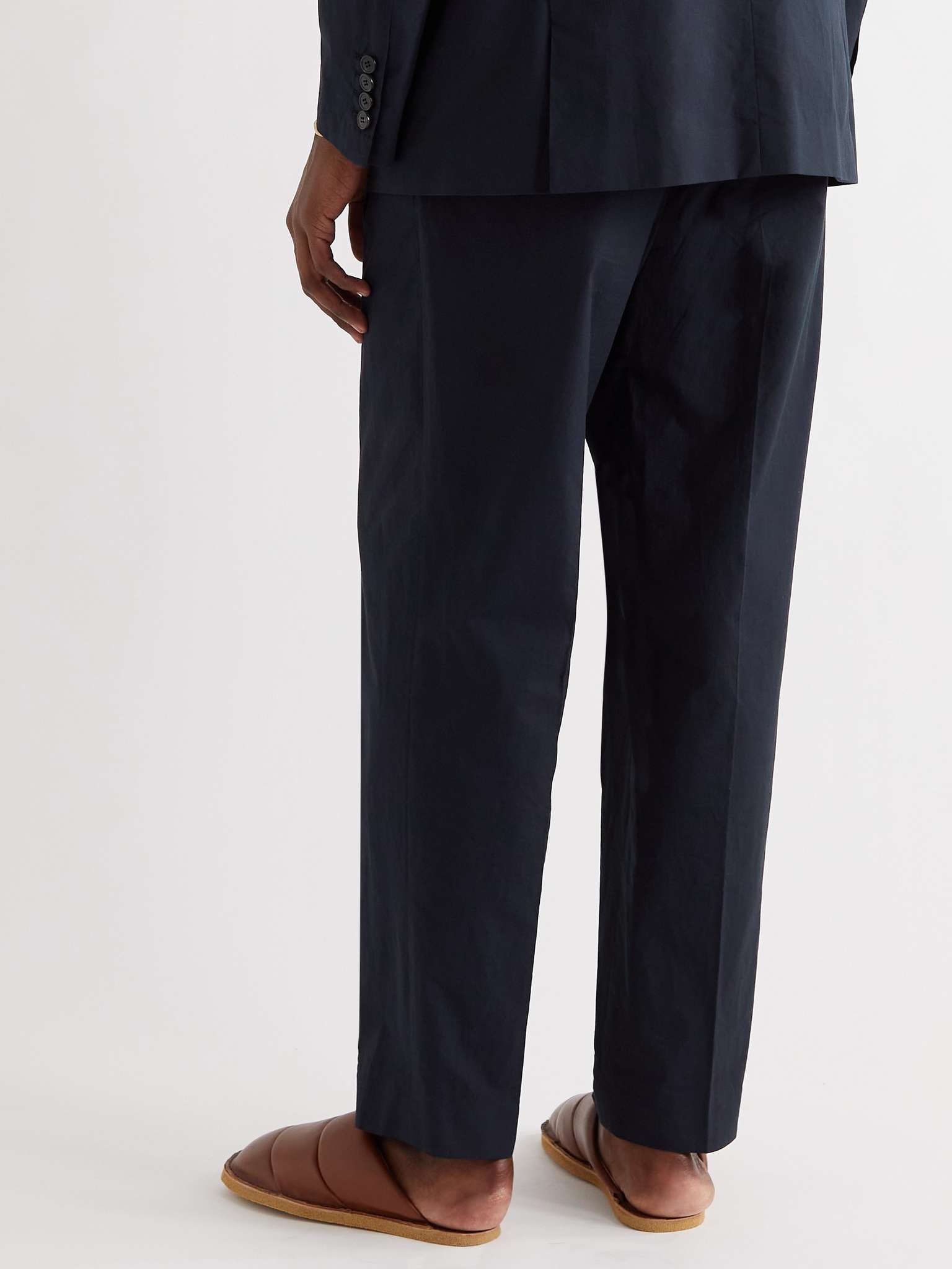 Tapered Pleated Cotton Suit Trousers - 4