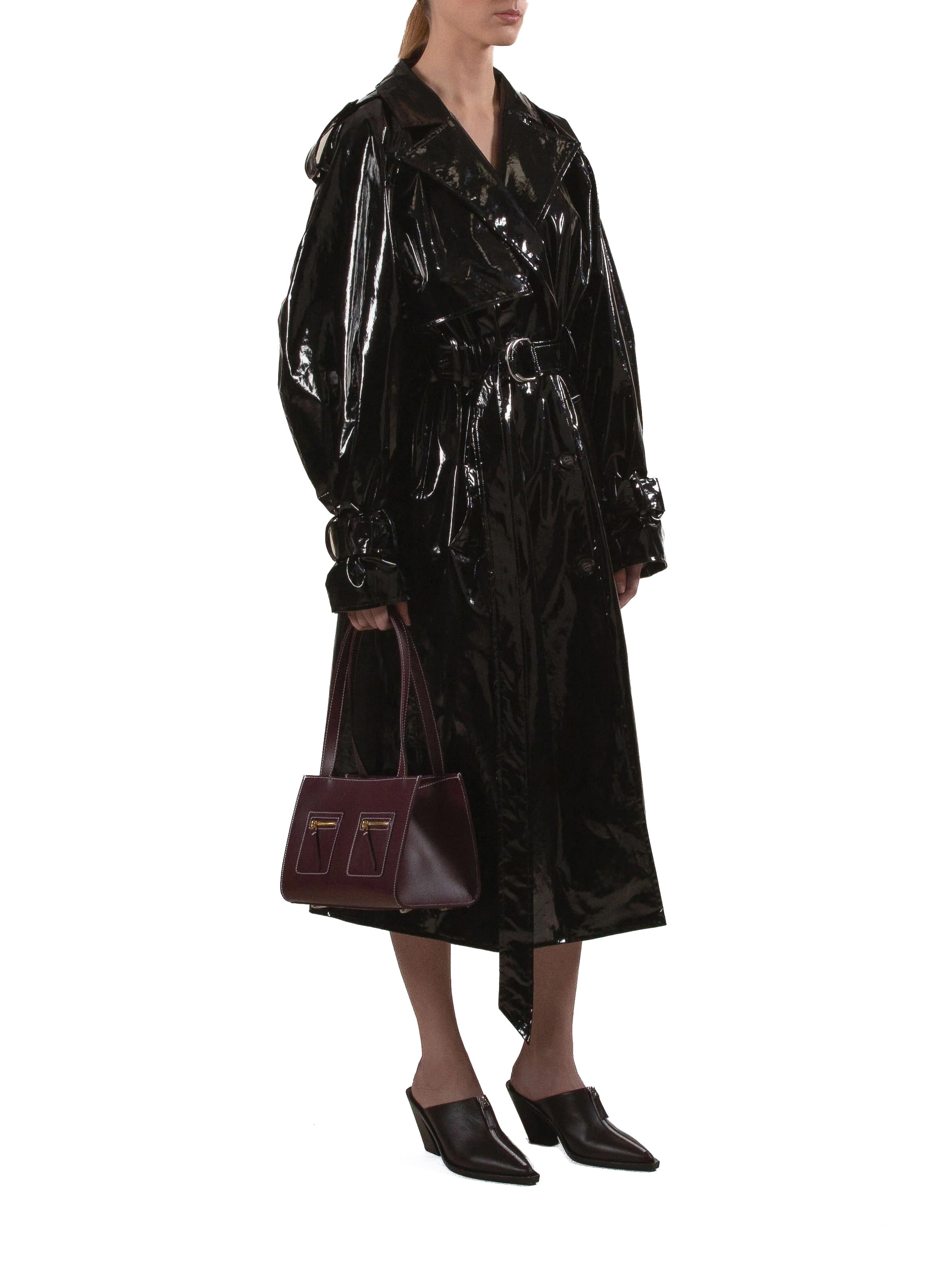 Vinyl Trench Coat Black - 3