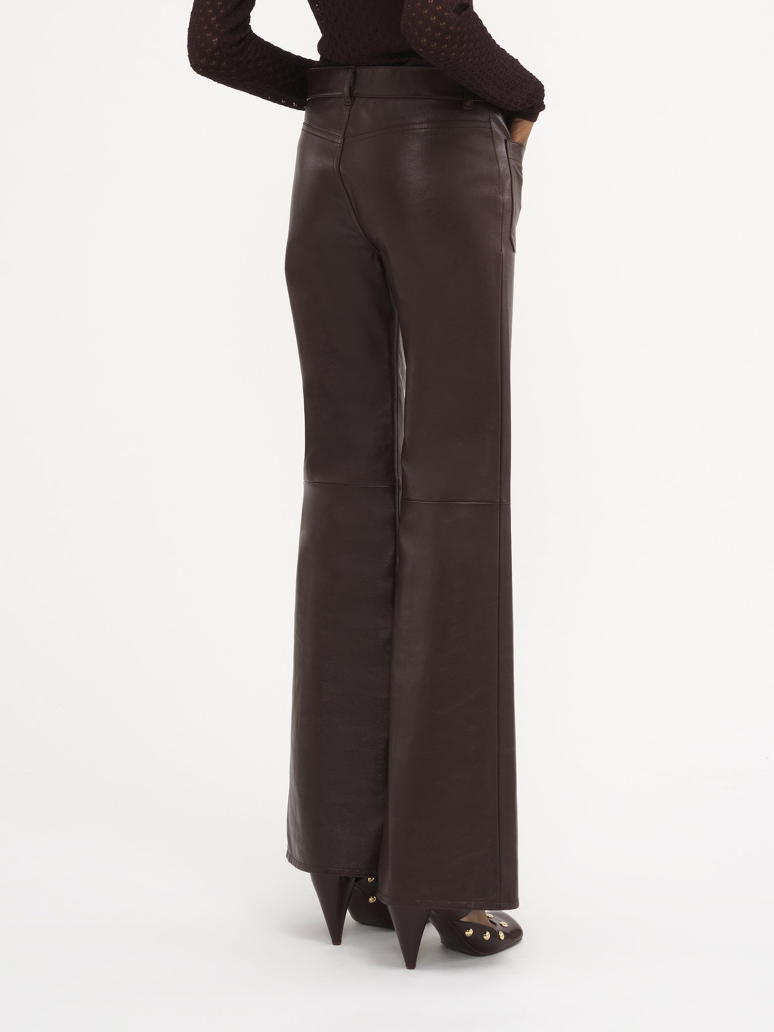 CROPPED BOOTCUT PANTS IN CLASSIC NAPPA LEATHER - 5