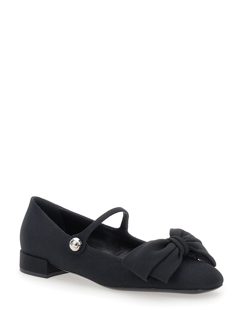 Valentino Garavani Women Black Mary Janes With Bow Detail In Crepe Fabric Woman - 2