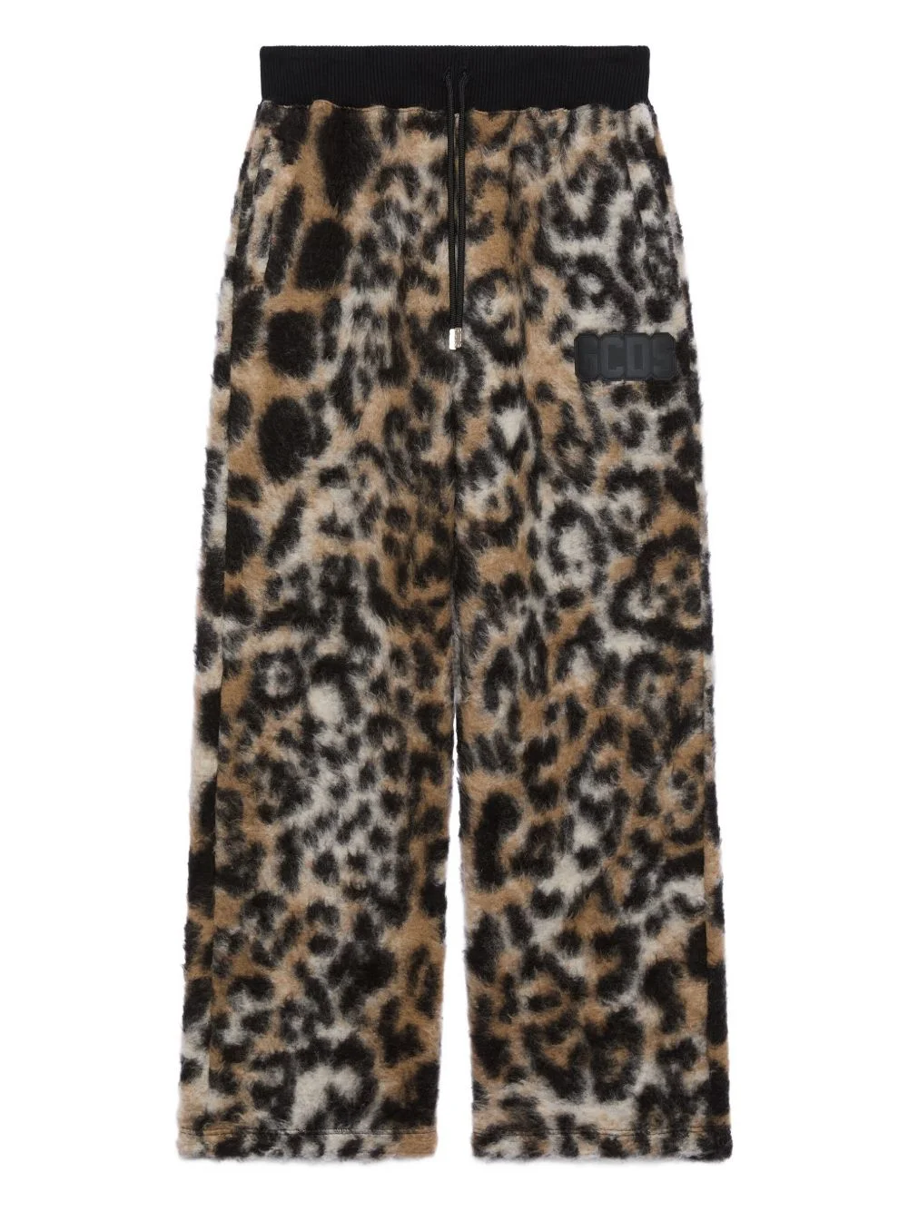 leopard-print drawstring trousers - 1