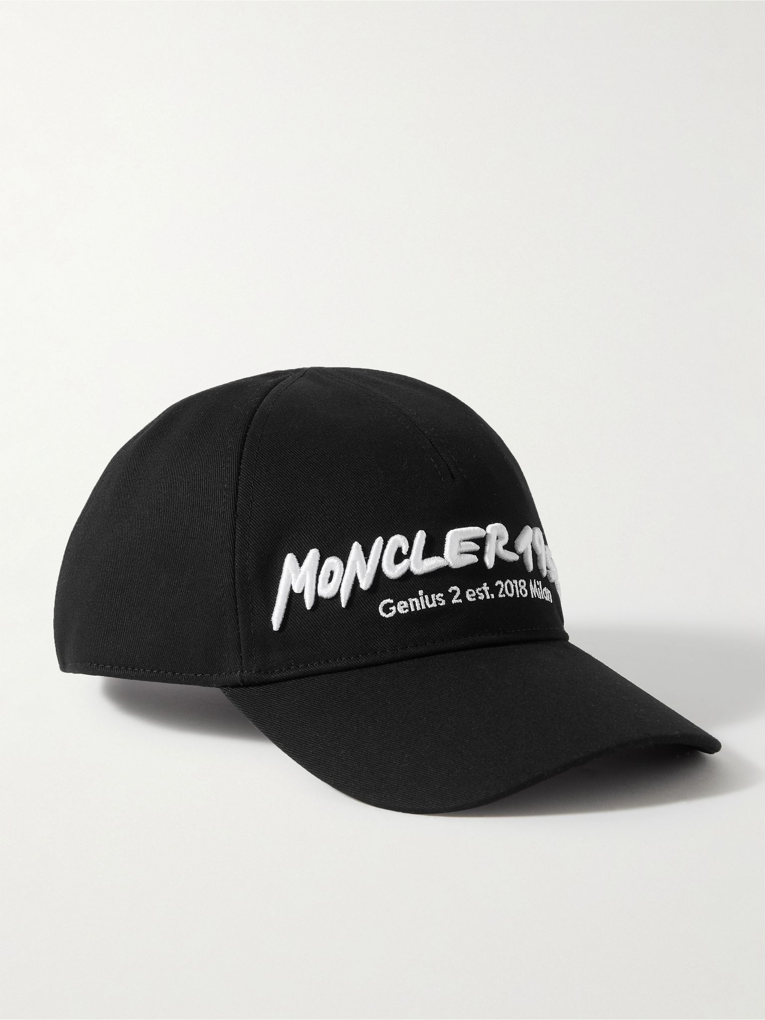 2 Moncler 1952 Logo-Embroidered Cotton-Twill Baseball Cap Black - 1