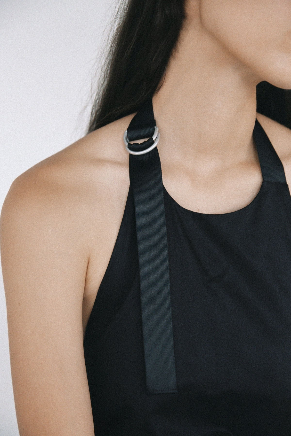Ring Detail Halter Dress - Black - 6