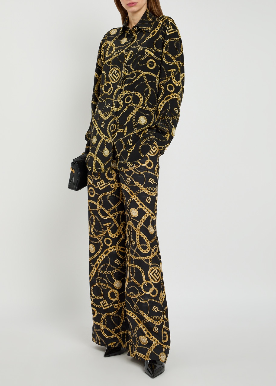 Balmain Printed Silk Trousers - 4