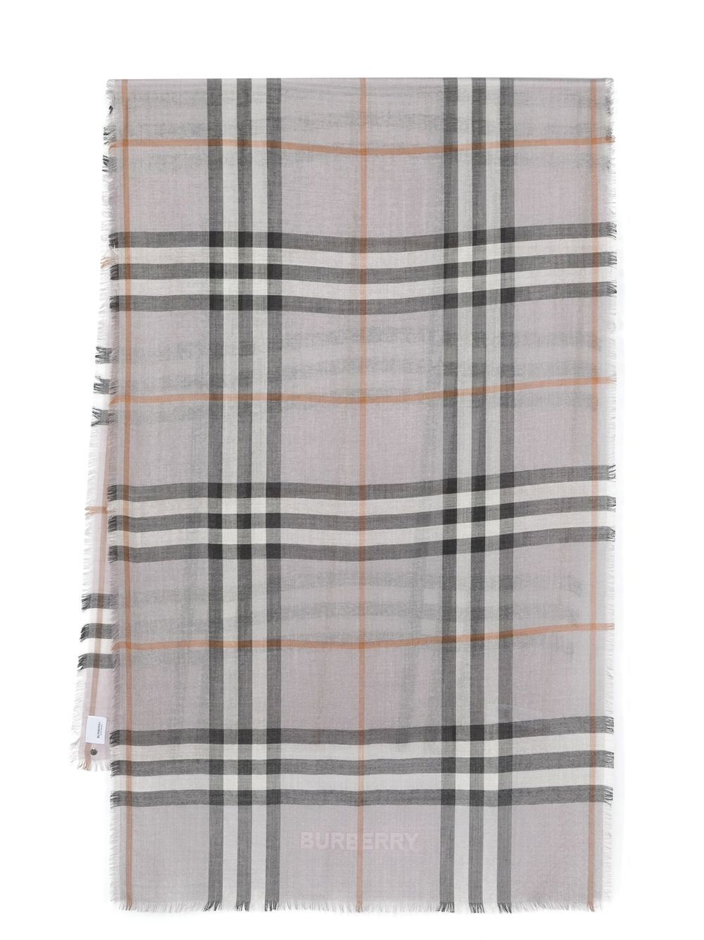 BURBERRY - Check Motif Wool Blend Scarf