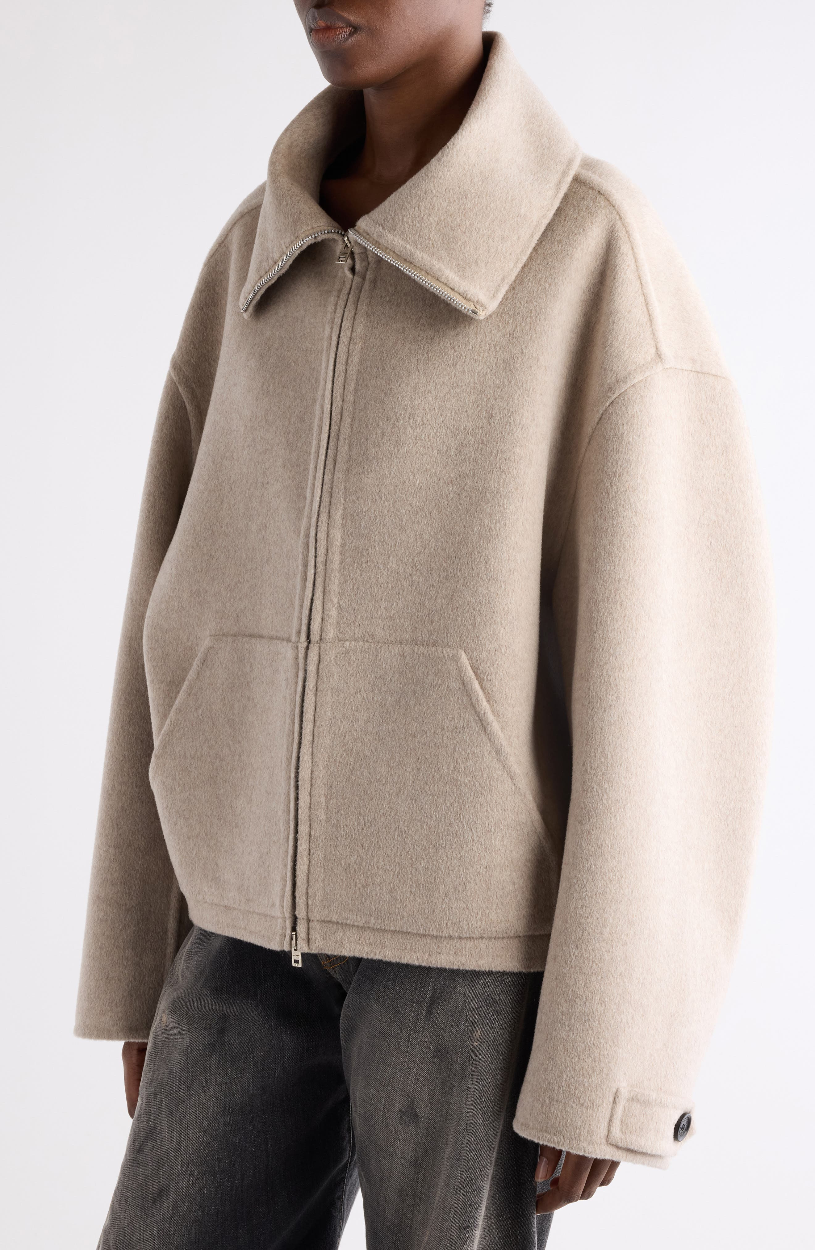 Acne Studios Olemmy Wool & Cashmere Jacket in Oatmeal Melange at Nordstrom - 5