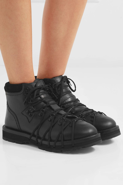 Moncler + 6 Noir Kei Ninomiya suede-trimmed leather ankle boots outlook