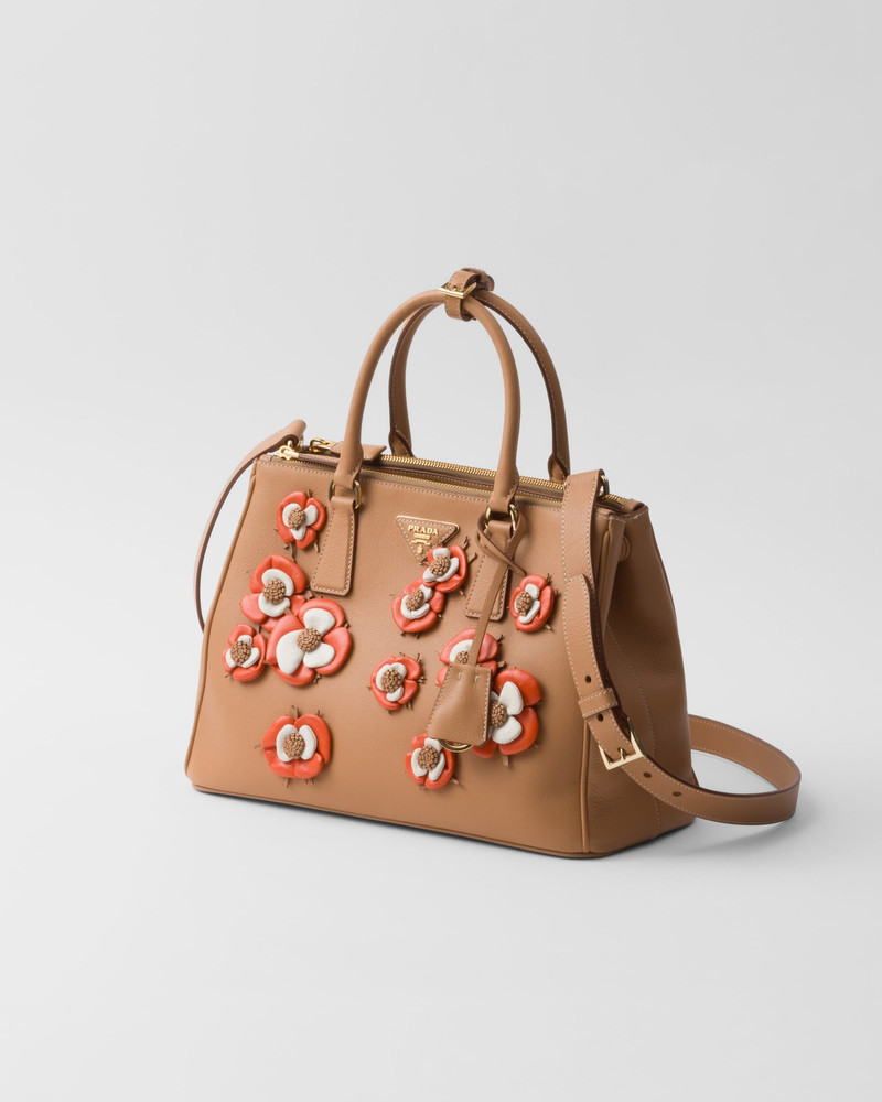 Prada Large Prada Galleria leather bag with floral appliqués outlook