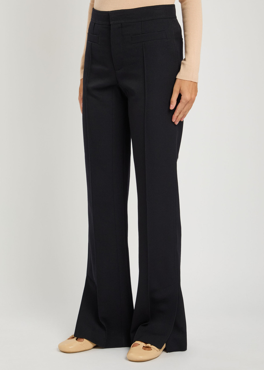 Chloe Pintuck Flared-leg Wool Trousers - 2