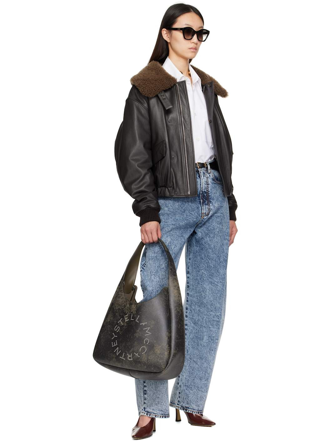 Brown Logo Slouchy Aged Large Tote - 4