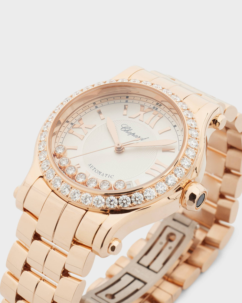 Happy Sport 36mm 18K Rose Gold Diamond Bezel Bracelet Watch 4