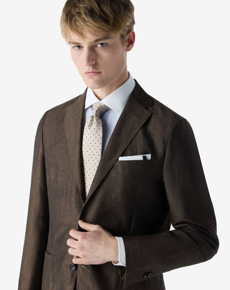CORNELIANI Beige pure silk tie with micro pattern outlook