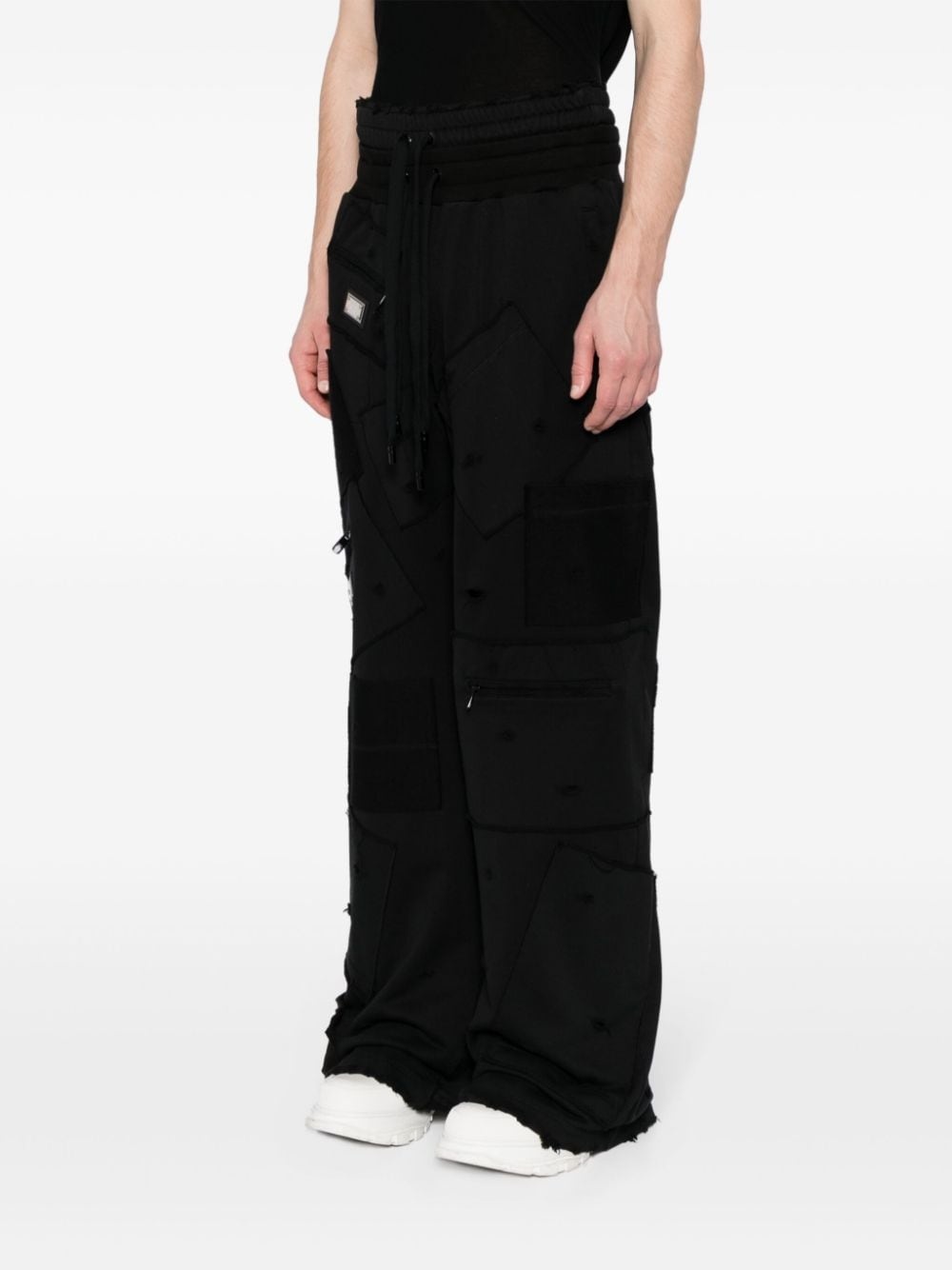 patchwork wide-leg track pants - 3