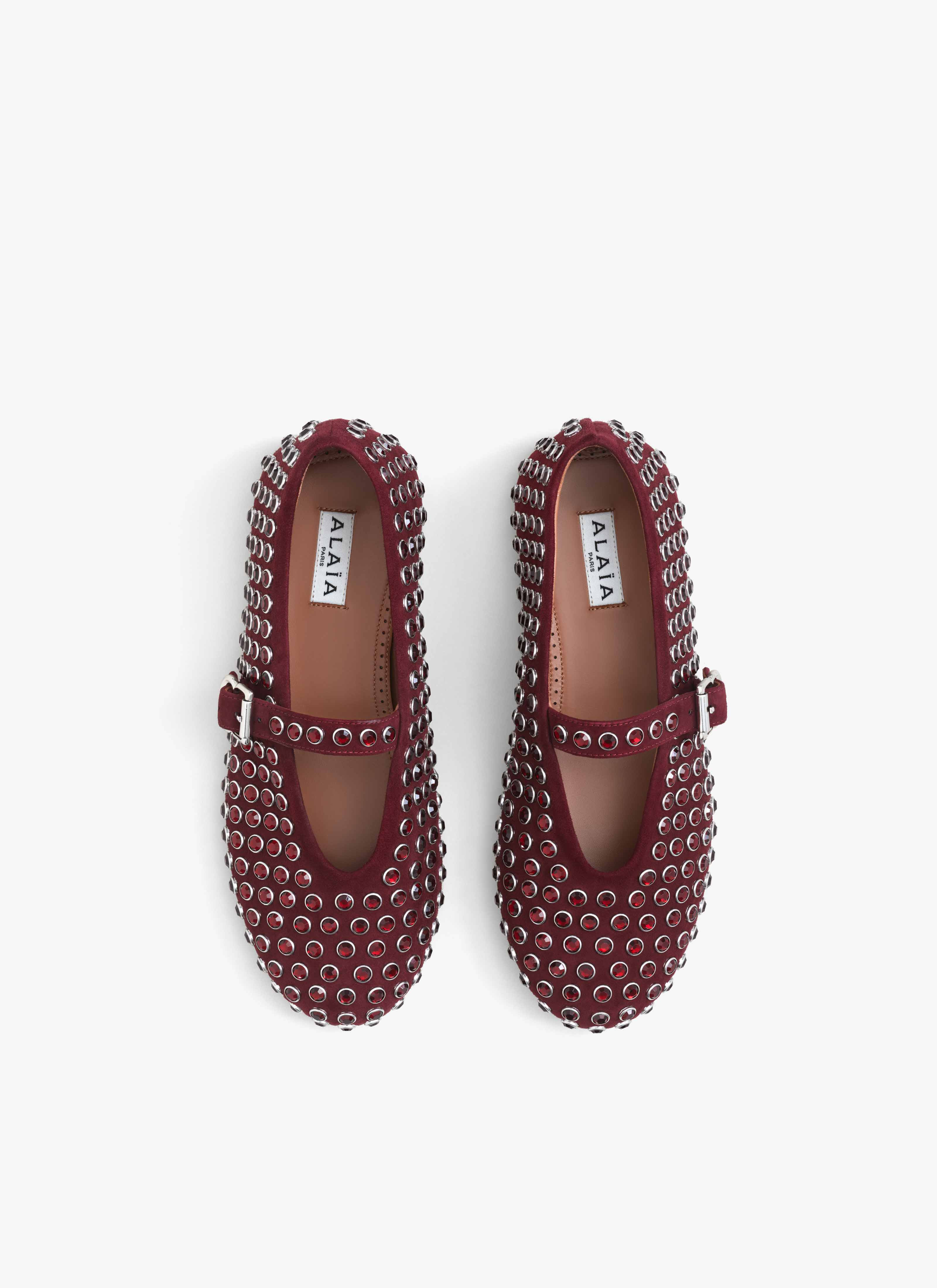 STRASS SUEDE BALLET FLATS - 3
