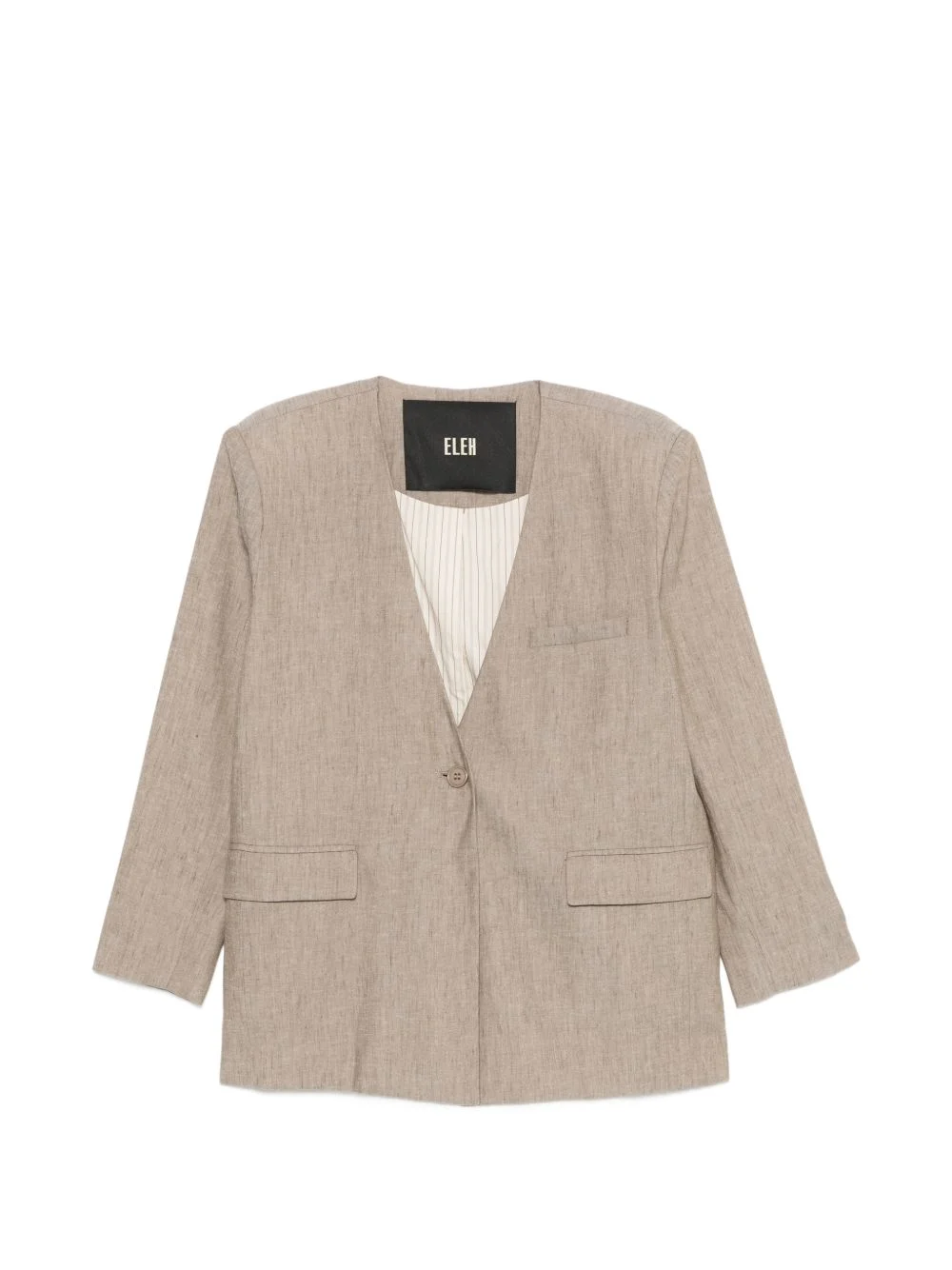 collarless single-breasted blazer - 1
