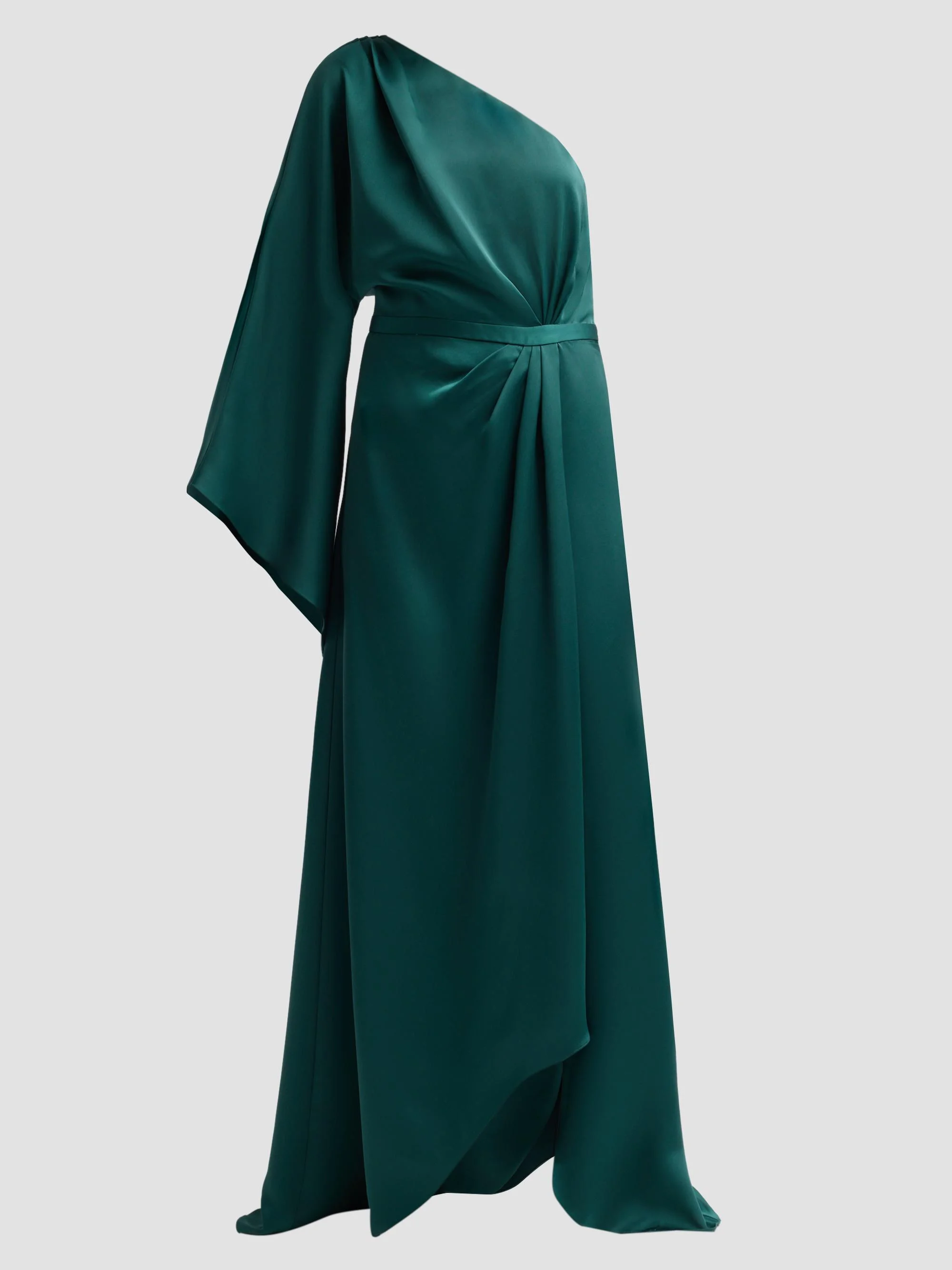 Women's Opal One-Shoulder A-Line Gown - Deep Emerald - 1