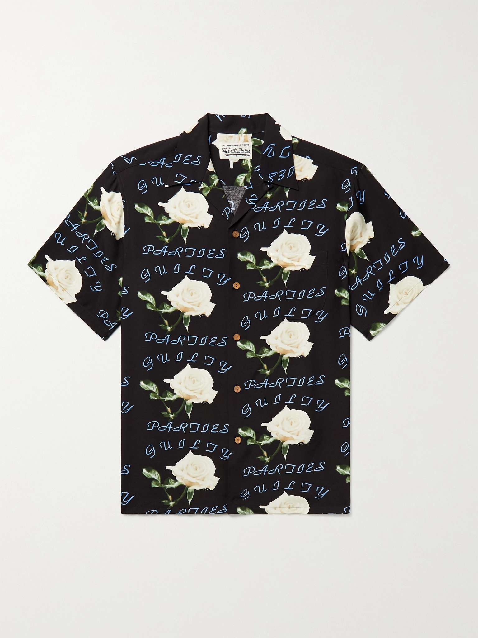 Camp-Collar Printed Woven Shirt - 1