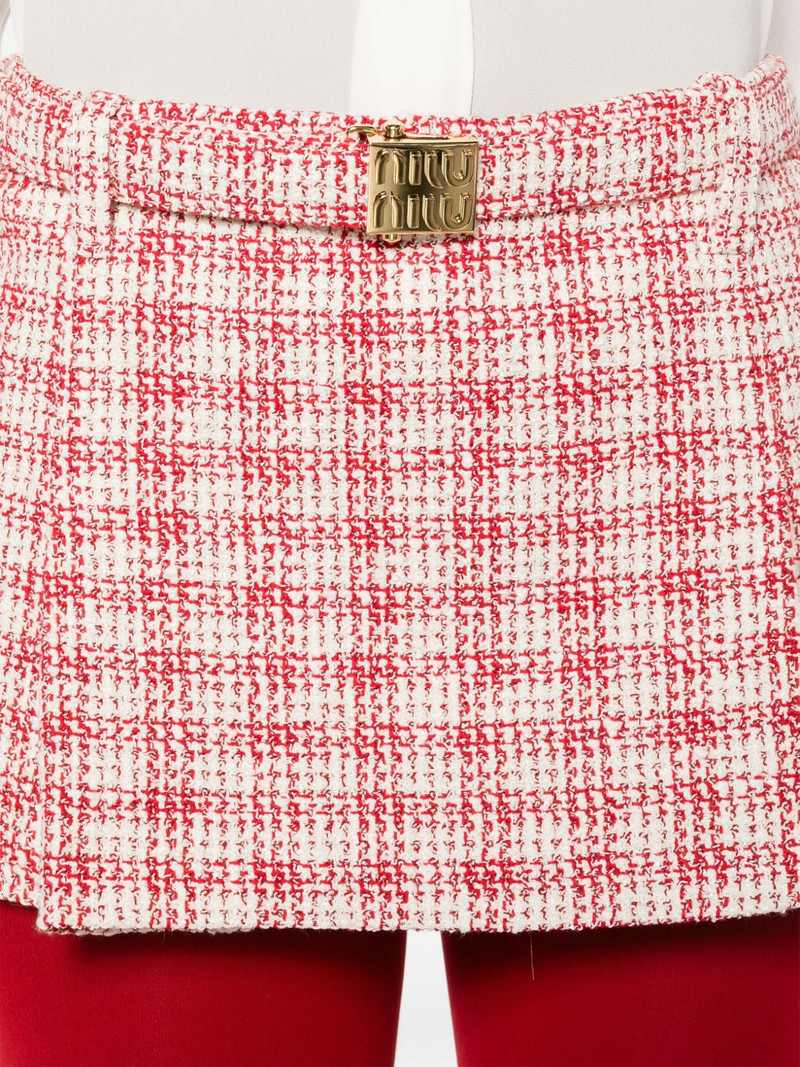 belted A-line tweed miniskirt 5