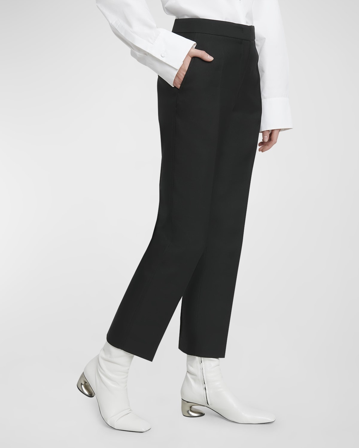 Mid-Rise Straight-Leg Ankle Trousers - 7