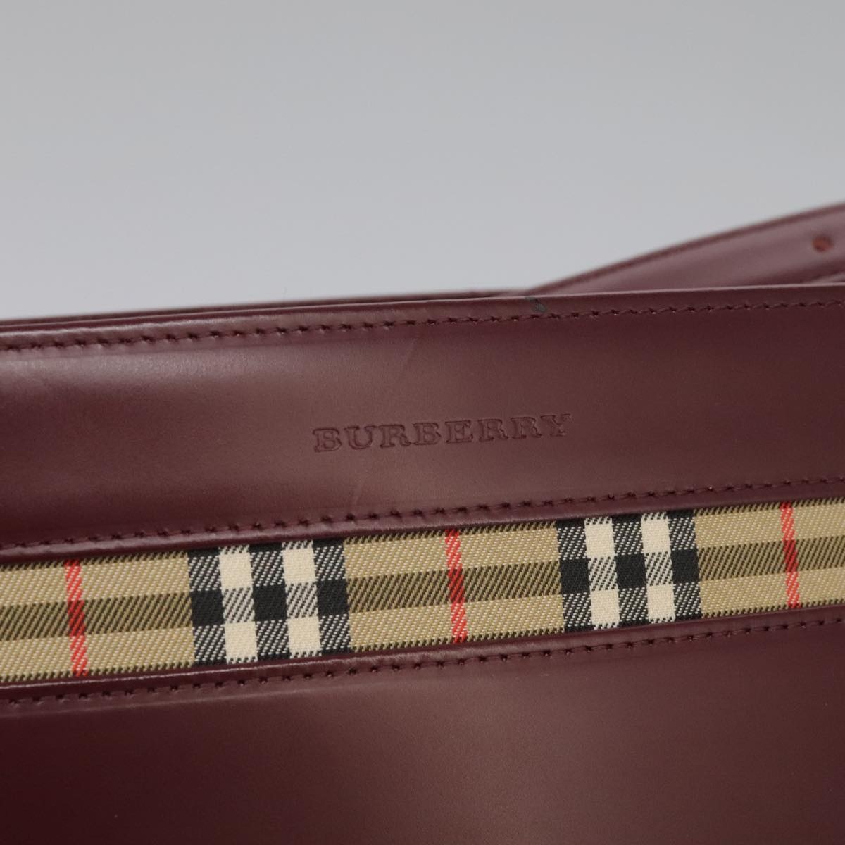 Burberry Shoulder Bag Leather Bordeaux Silver - 14