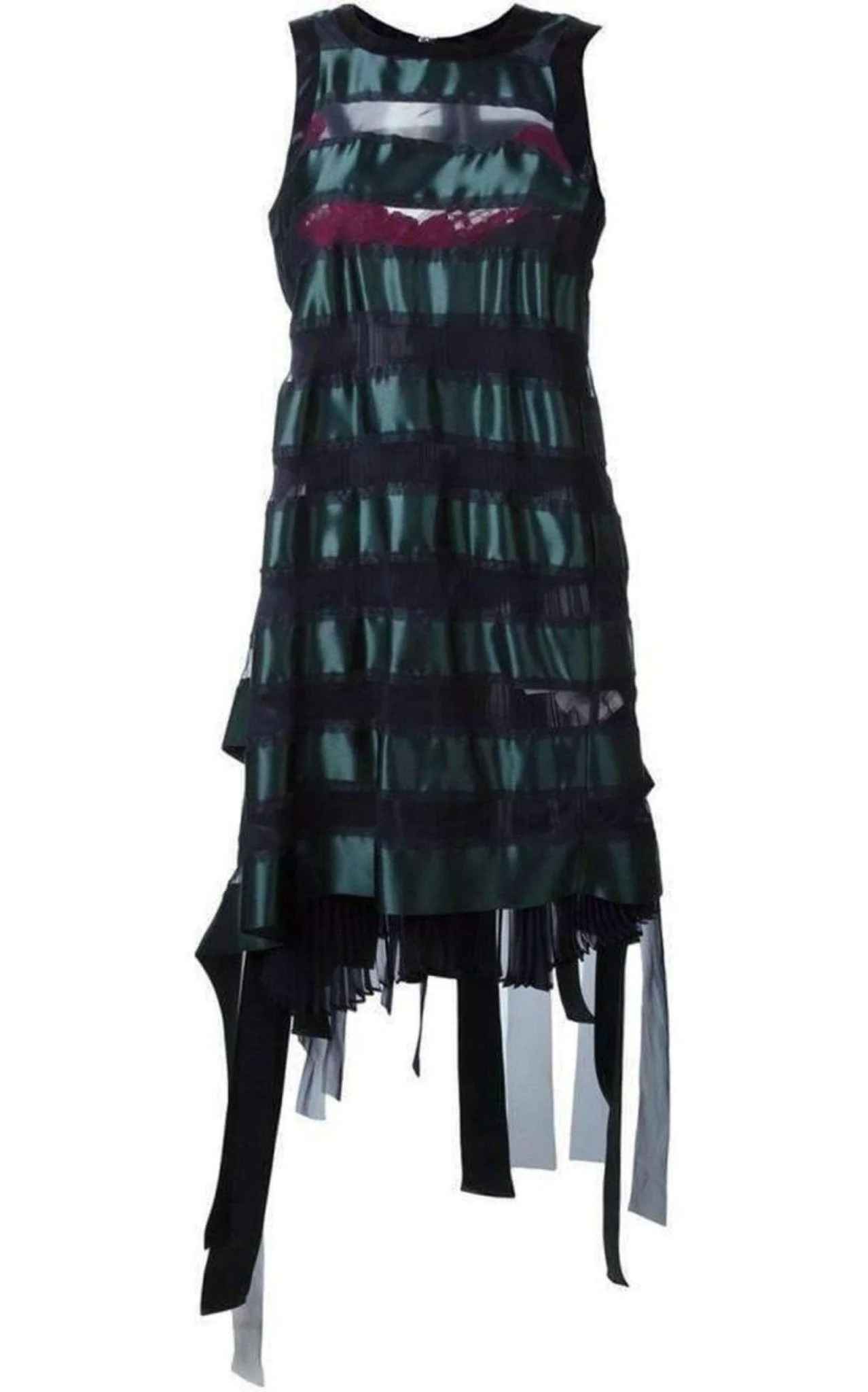 Transparent Stripe Panel Dress - 1