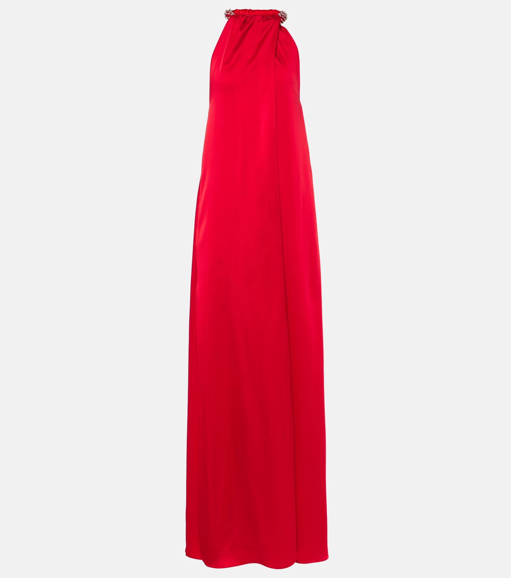 Embellished halterneck satin gown - 1