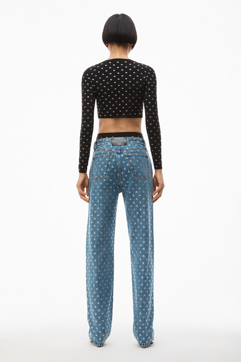 V-NECK CROPPED CARDIGAN IN CRYSTAL NYLON 4