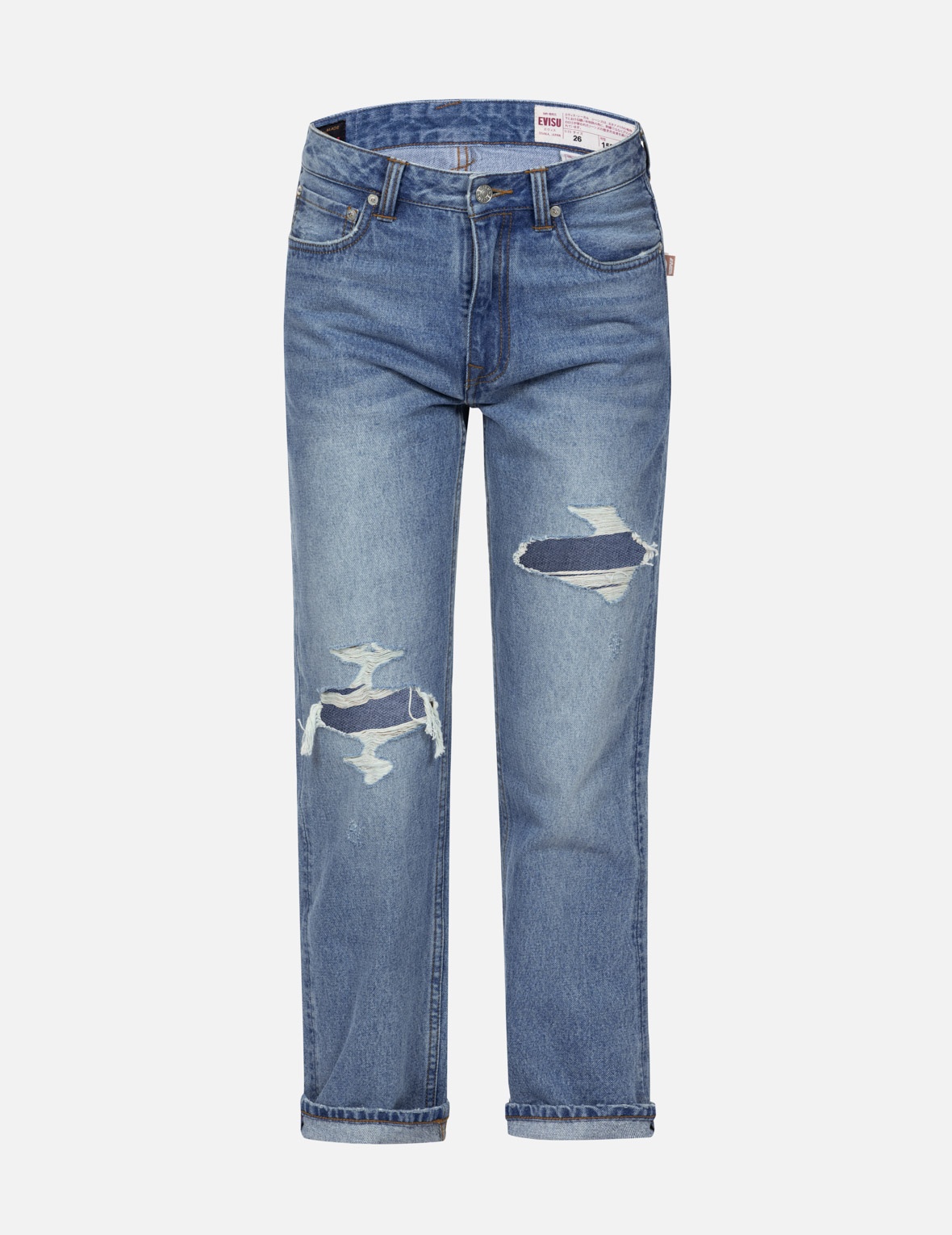 SEAGULL AND HEART EMBOSSED FASHION FIT JEANS - 2