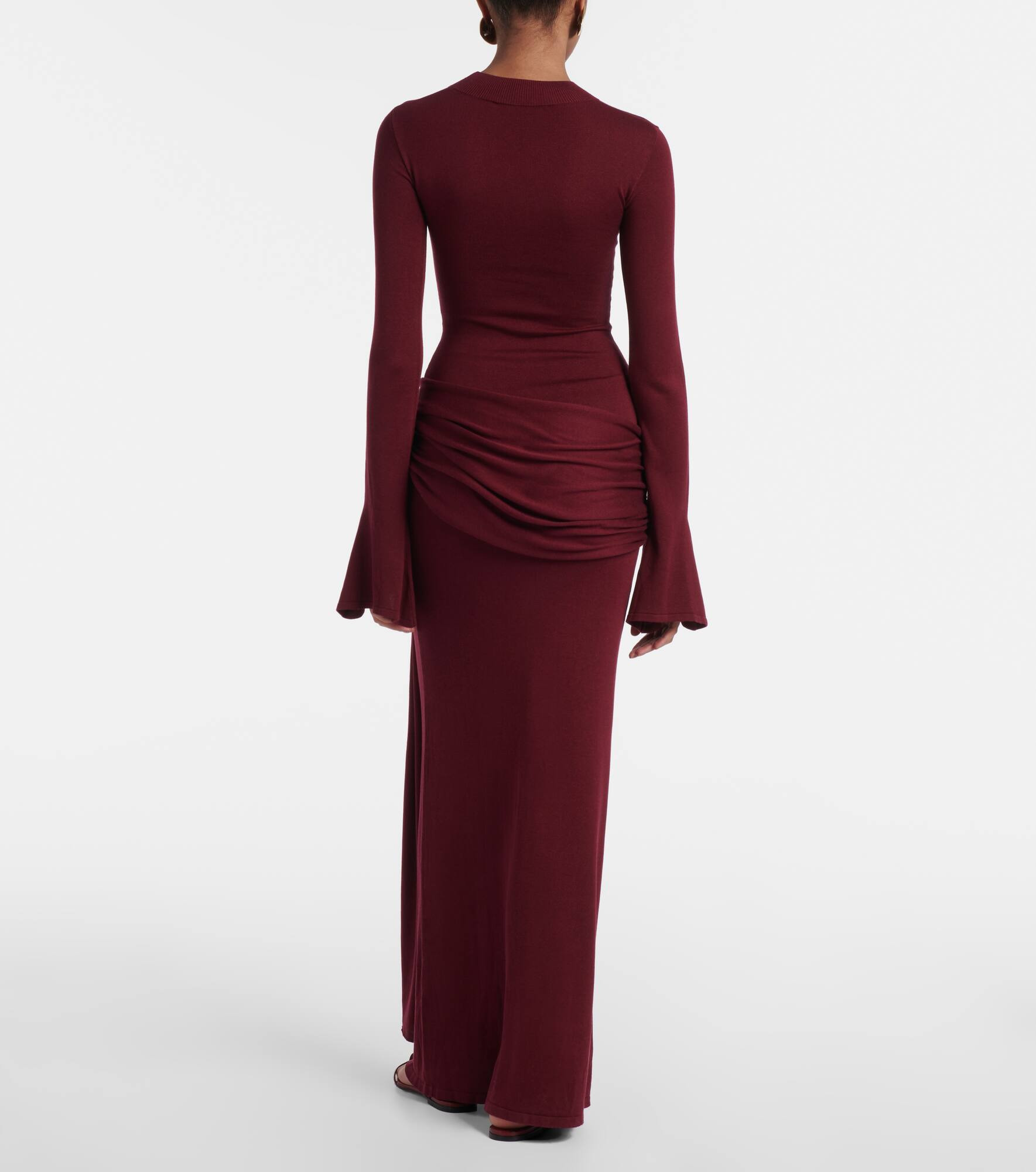Draped silk-blend maxi dress - 3