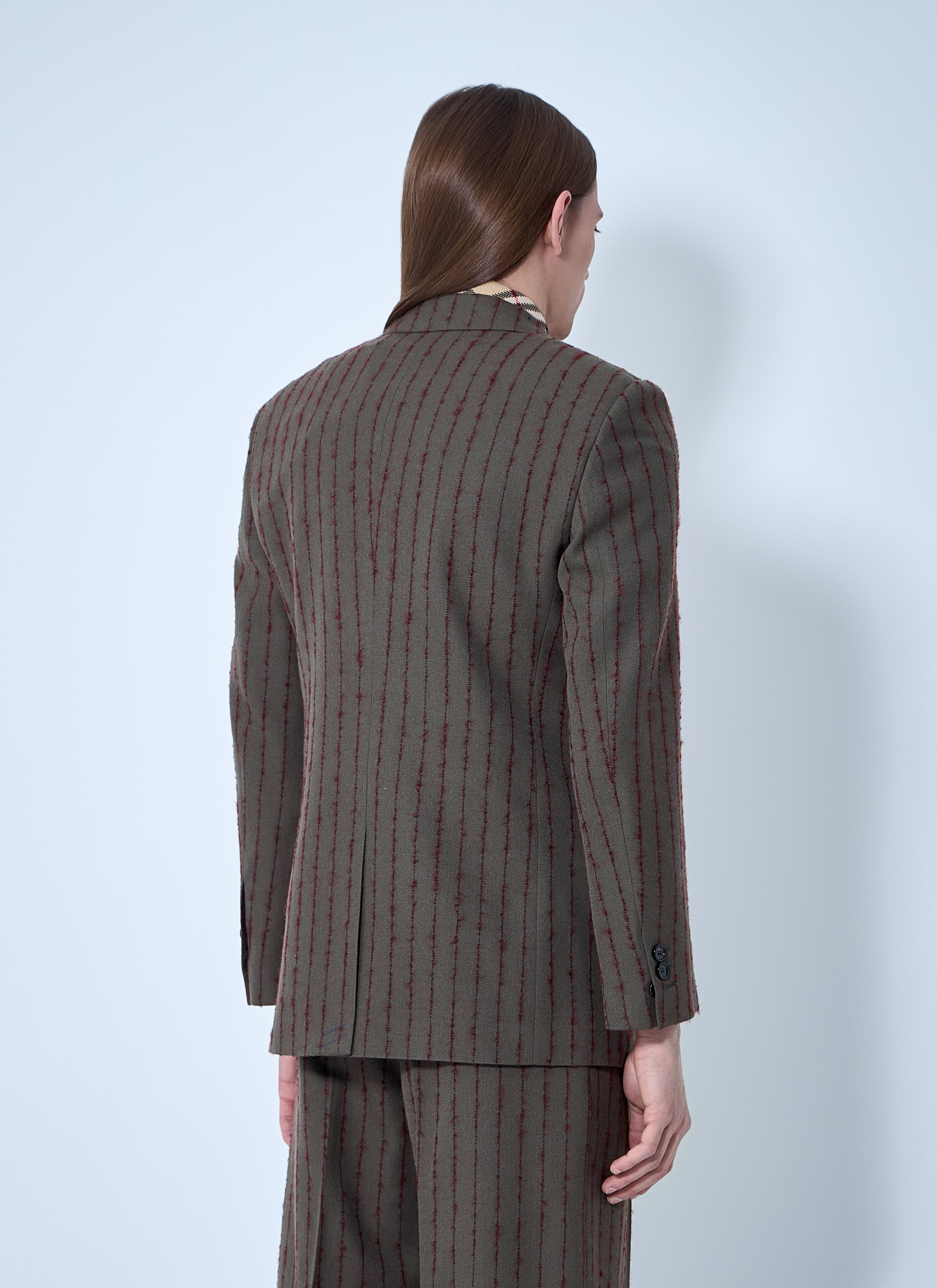 Burberry Men Striped Wool Tailored Blazer - 4