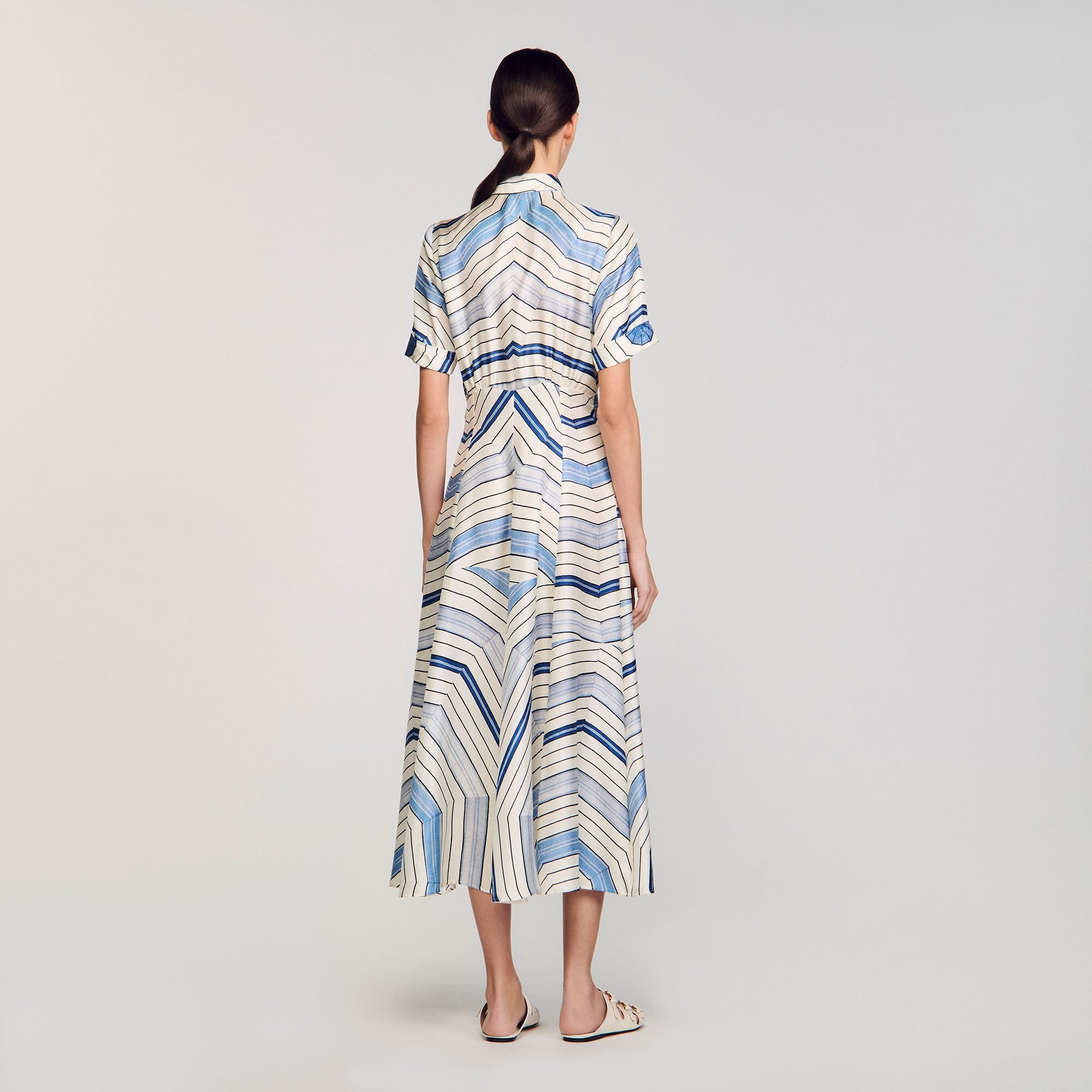 SPIRAL-MOTIF SILK MIDI DRESS - 5