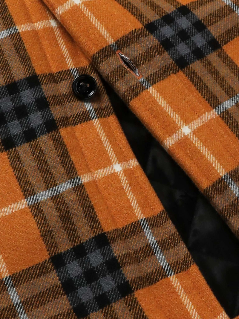 Button-Down Collar Checked Padded Wool and Cotton-Blend Overshirt 3