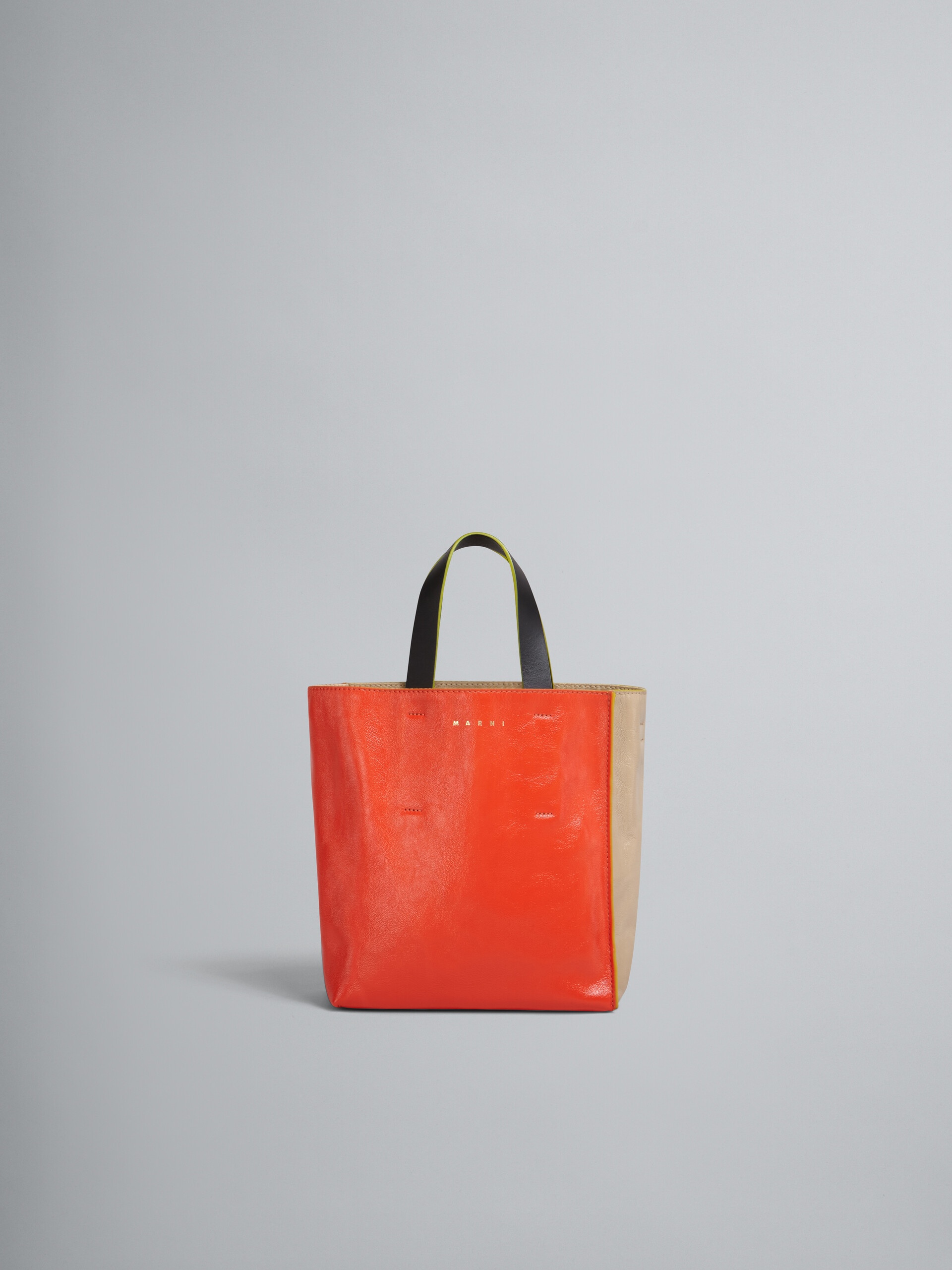 MUSEO SOFT MINI BAG IN BEIGE AND ORANGE LEATHER - 1