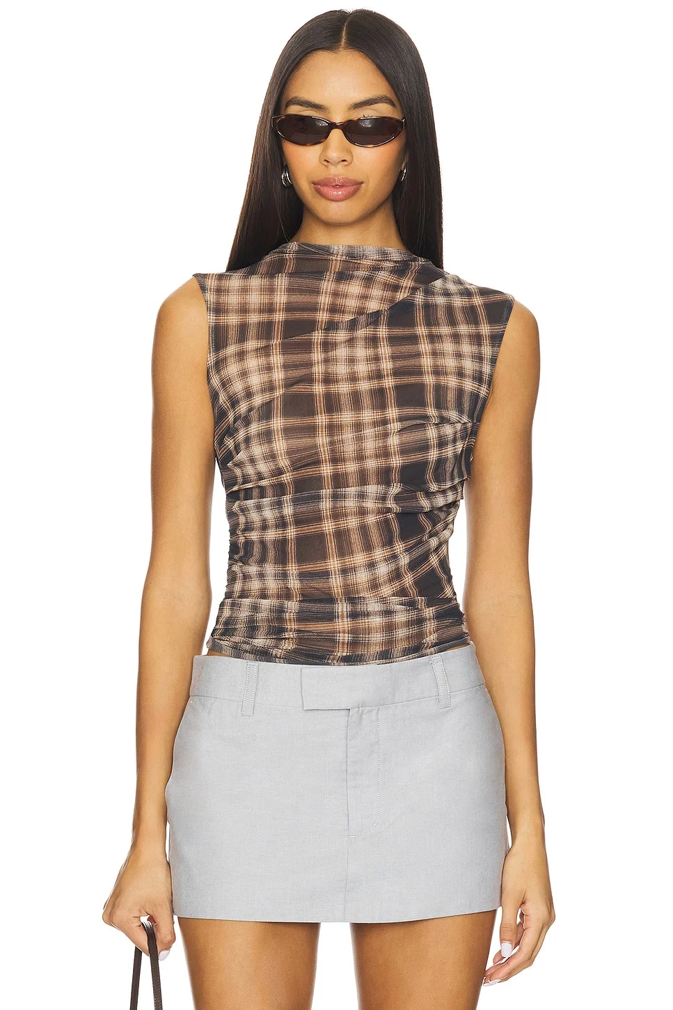 Mesh Sleeveless Twist Top - 1