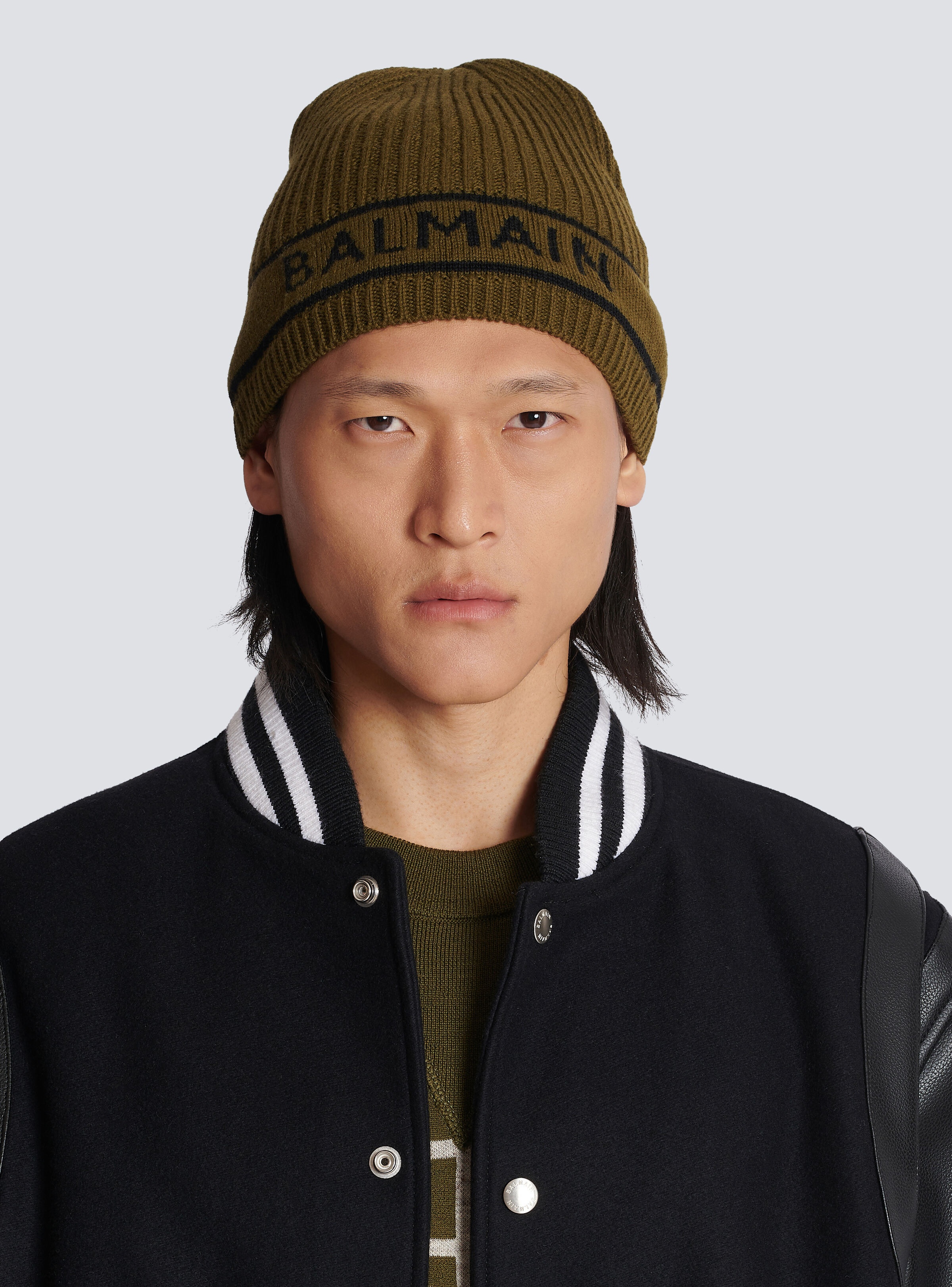 Balmain logo embroidered wool hat - 2