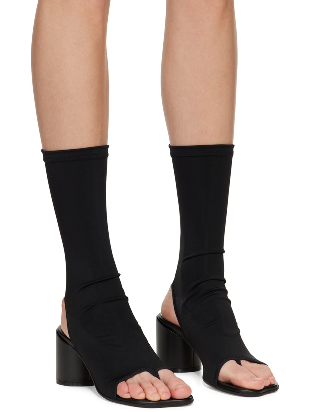 Black Lycra Heeled Sandals - 4