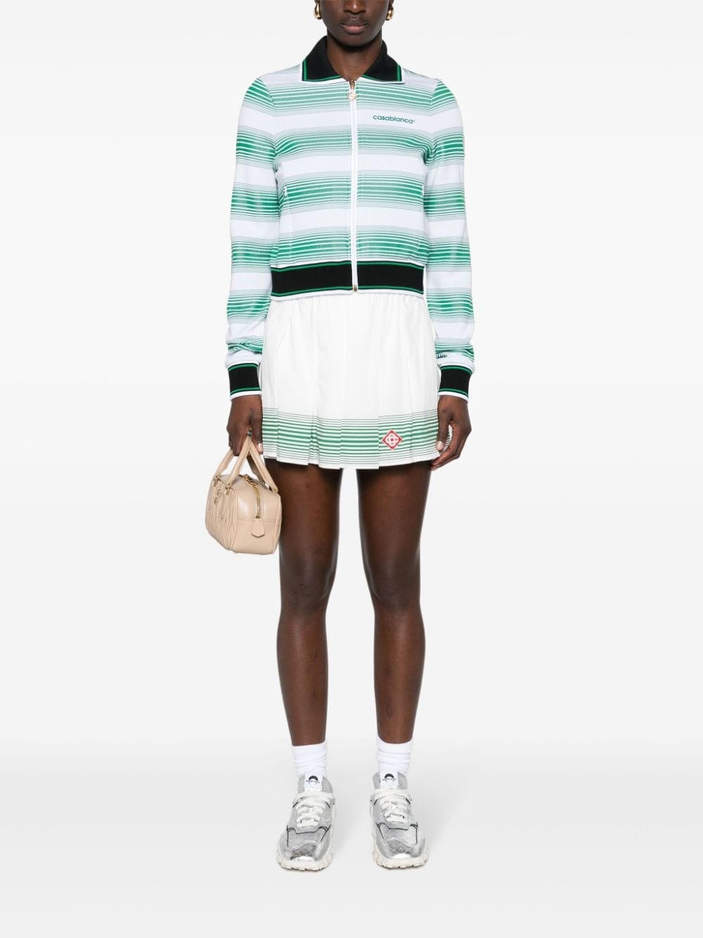 logo-embroidered striped sweatshirt - 2