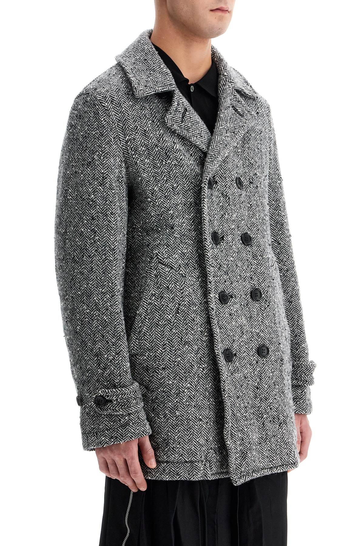 COMME DES GARCONS BLACK - COMME DES GARCONS BLACK herringbone wool caban - 2