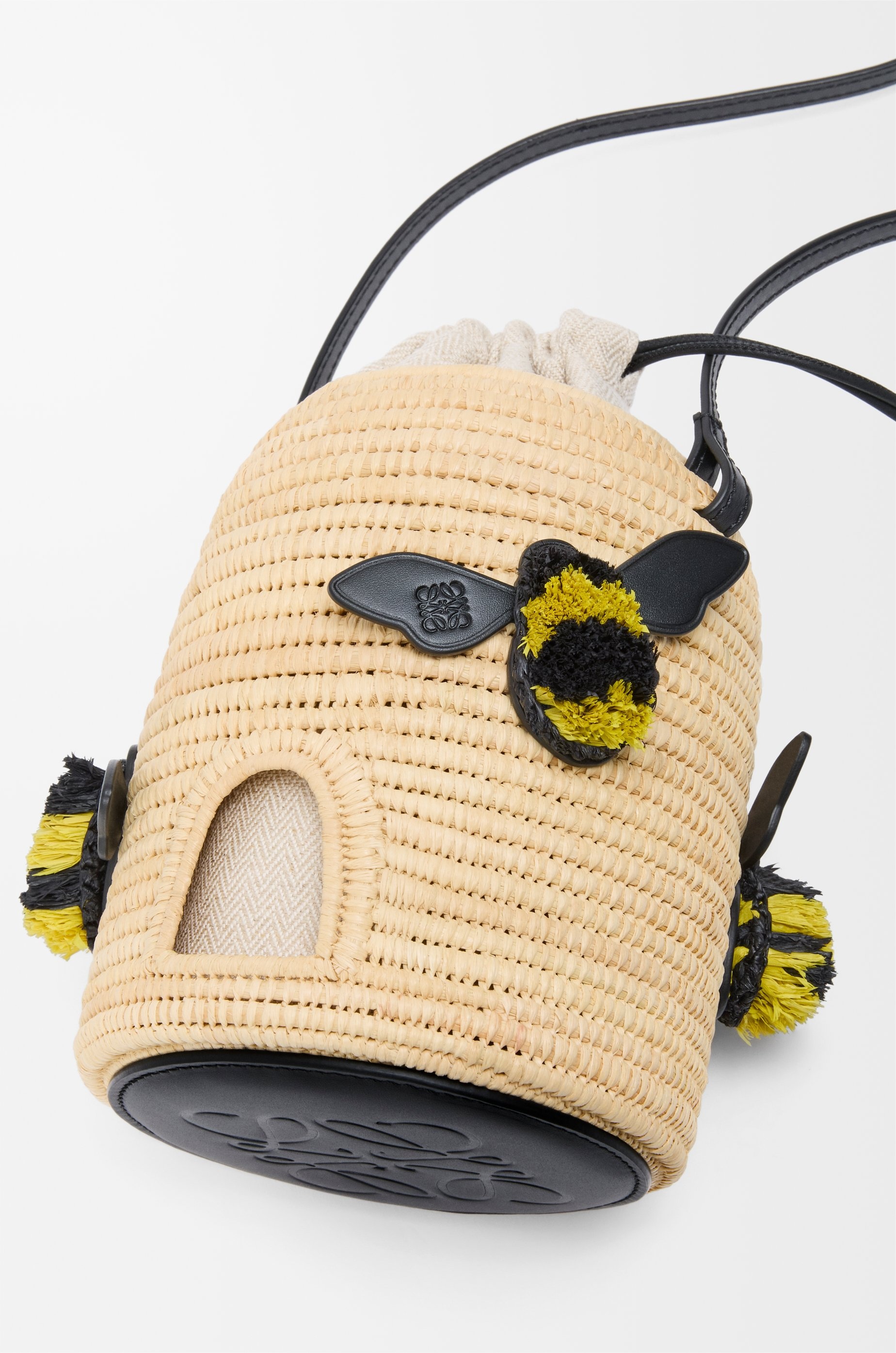 Beehive basket in raffia and calfskin - 8