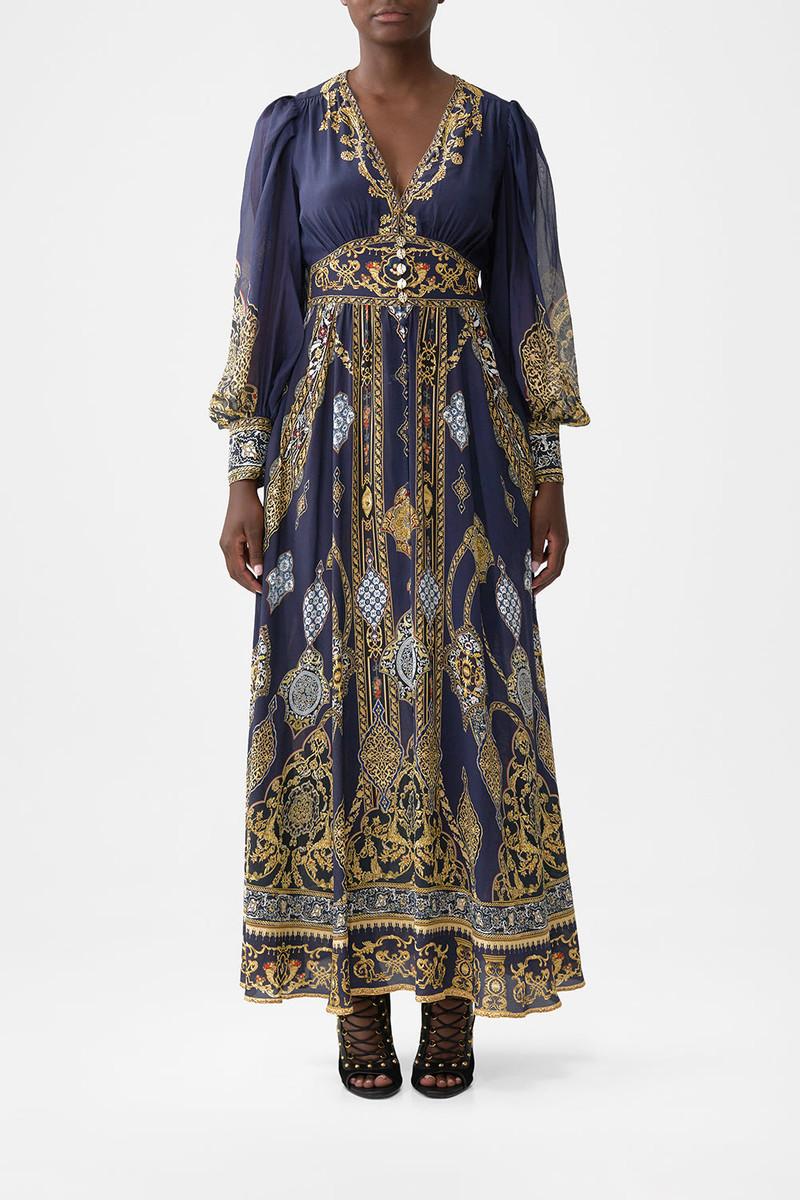 CAMILLA SHAPED WAISTBAND DRESS WITH GATHERED SLEEVES outlook