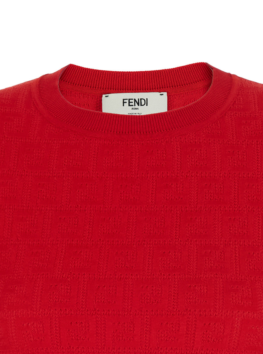 Fendi Women Red Short Sleeve Dress With All-Over Ff Motif In Cotton Blend Woman - 3