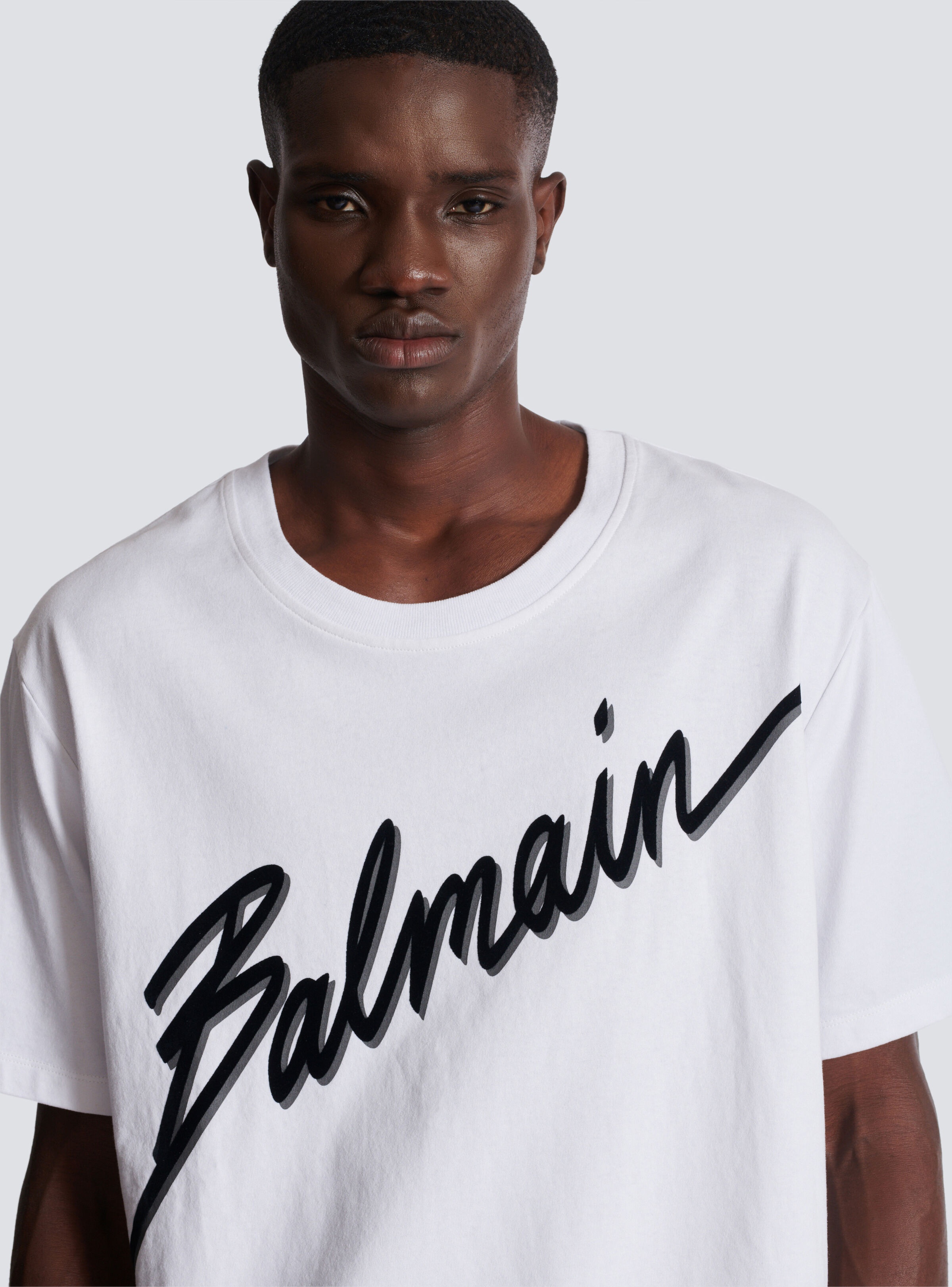 T-shirt with flocked Balmain Letter logo - 7