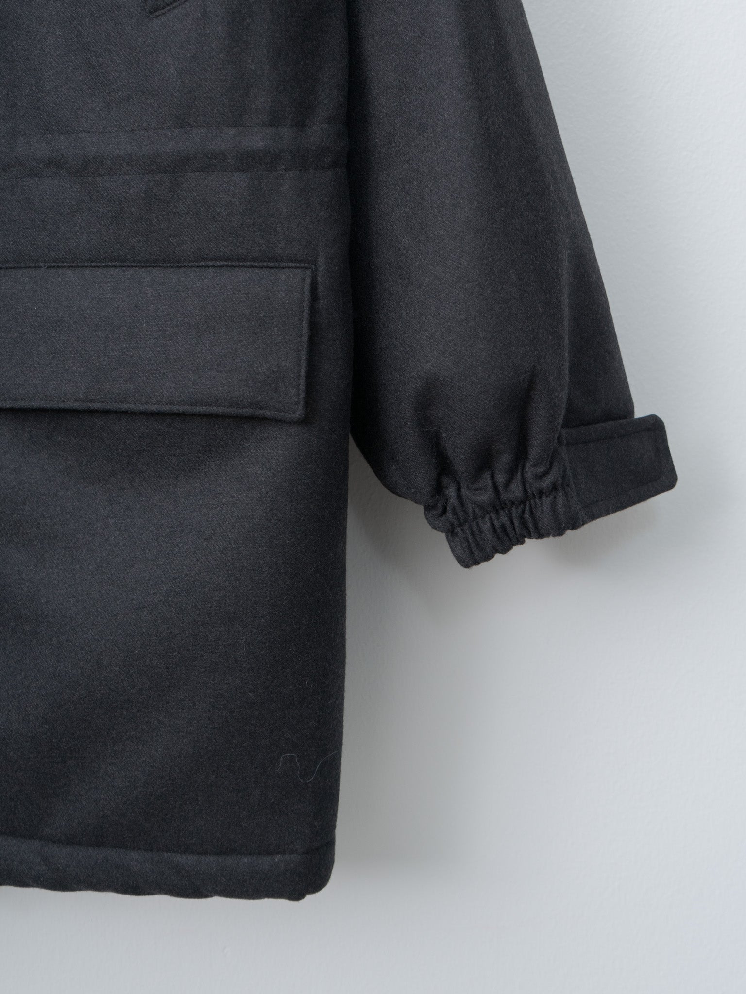 Wool Fulling Flannel Padded Over Blouson - Top Charcoal - 11