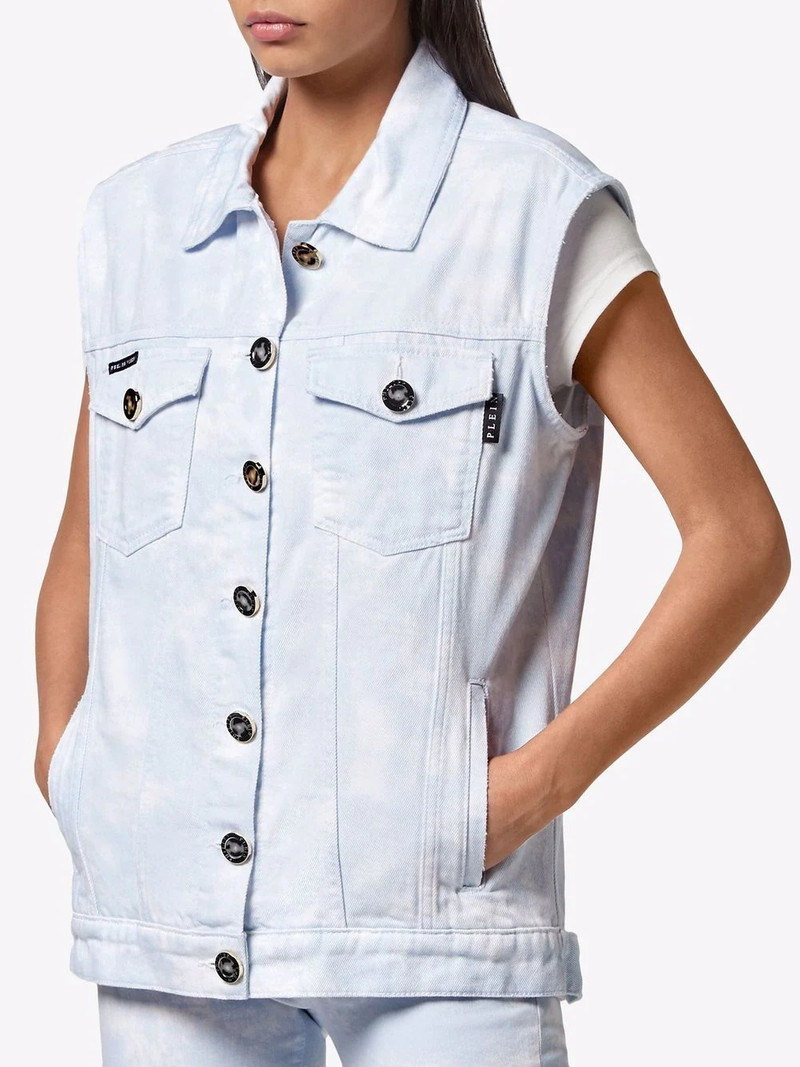 bleach-effect denim vest 3