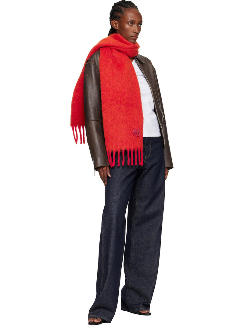 RUSLAN BAGINSKIY Red Fringed Alpaca-Blend Mid Scarf outlook
