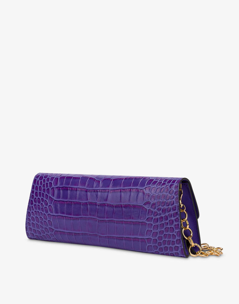 METAL CLOSURE CROCODILE-PRINT MAXI CLUTCH 2