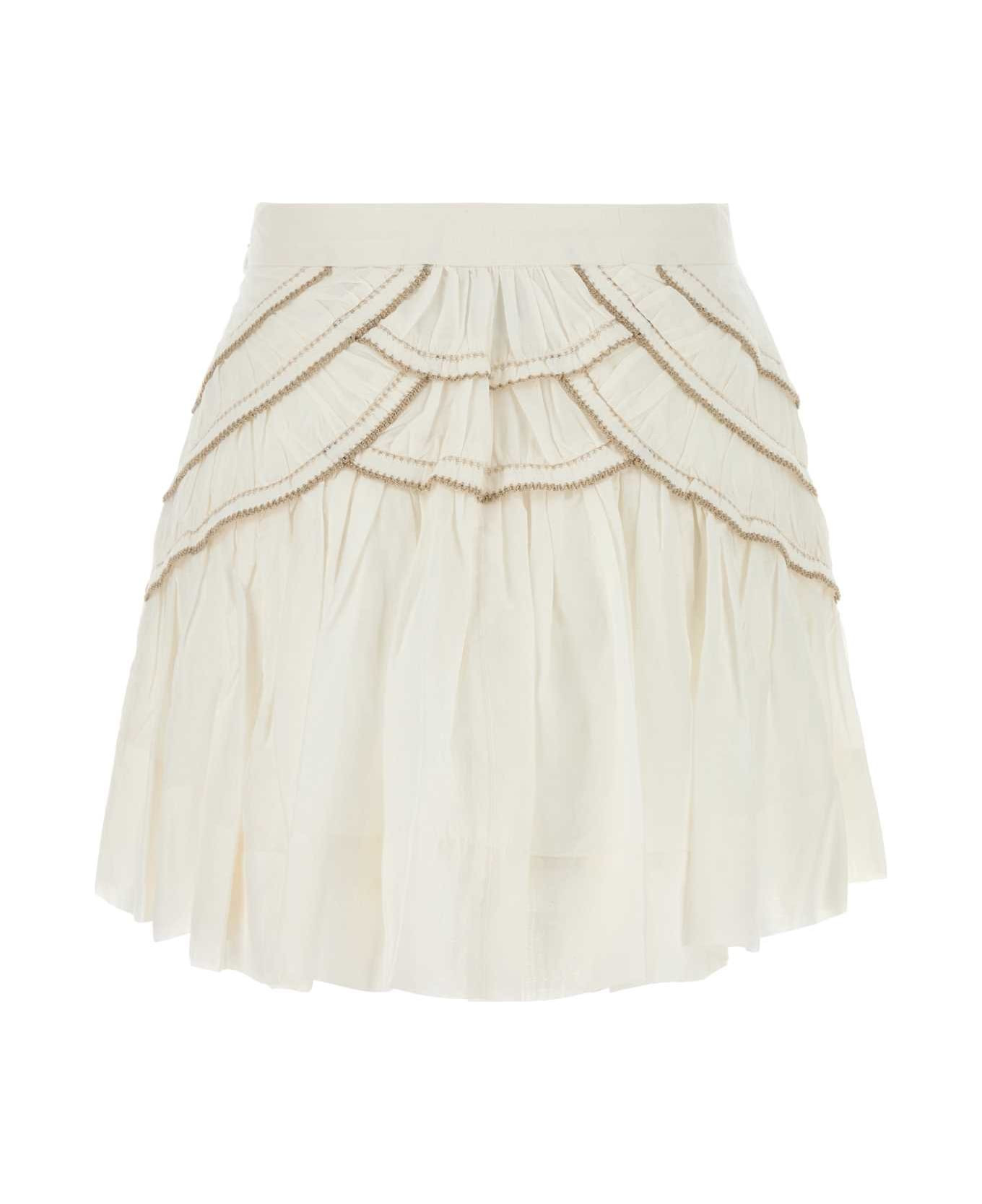 White Cotton Blend Ceola Mini Skirt - 2