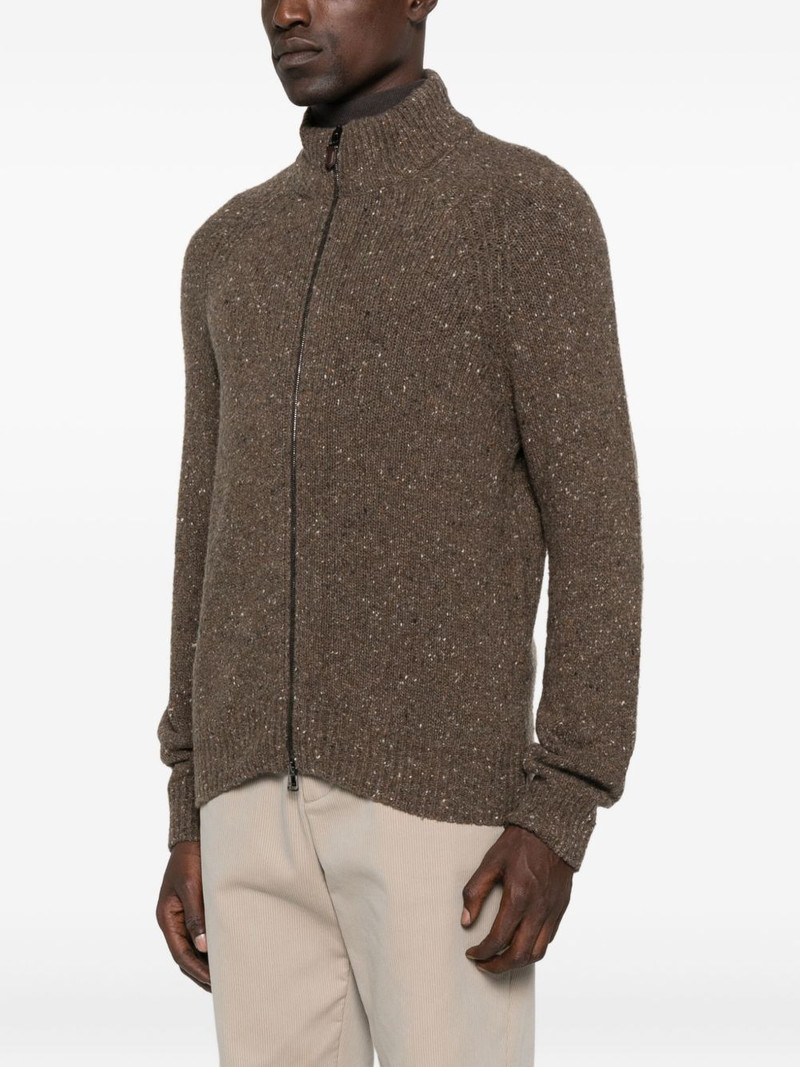 zip-front speckled cardigan 3