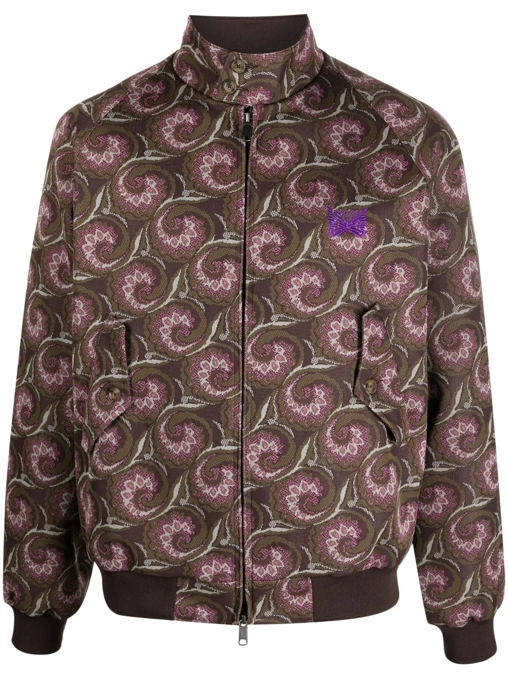 graphic-pattern funnel neck jacket - 1