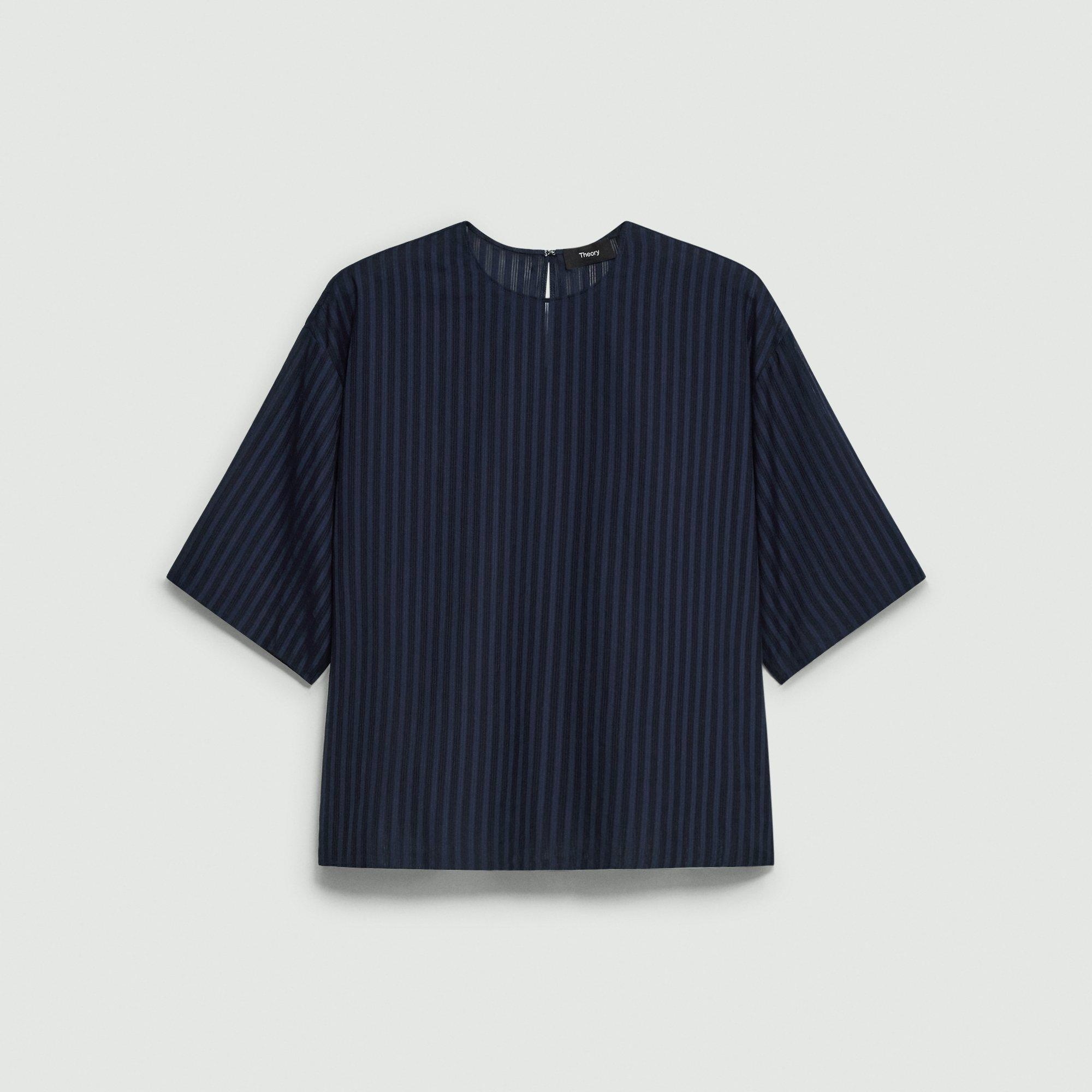 Boxy Tee in Linear Cotton - 1